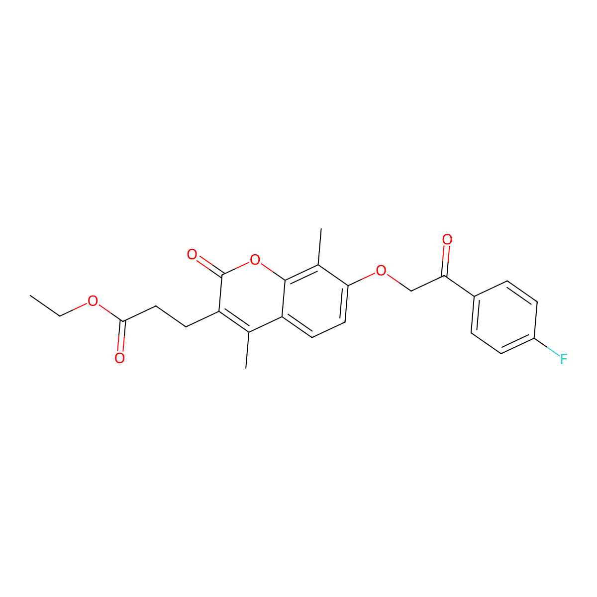 ethyl 3-{7-[2-(4-fluorophenyl)-2-oxoethoxy]-4,8-dimethyl-2-oxo-2H-chromen-3-yl}propanoate molecular structure, CAS 670241-98-2
