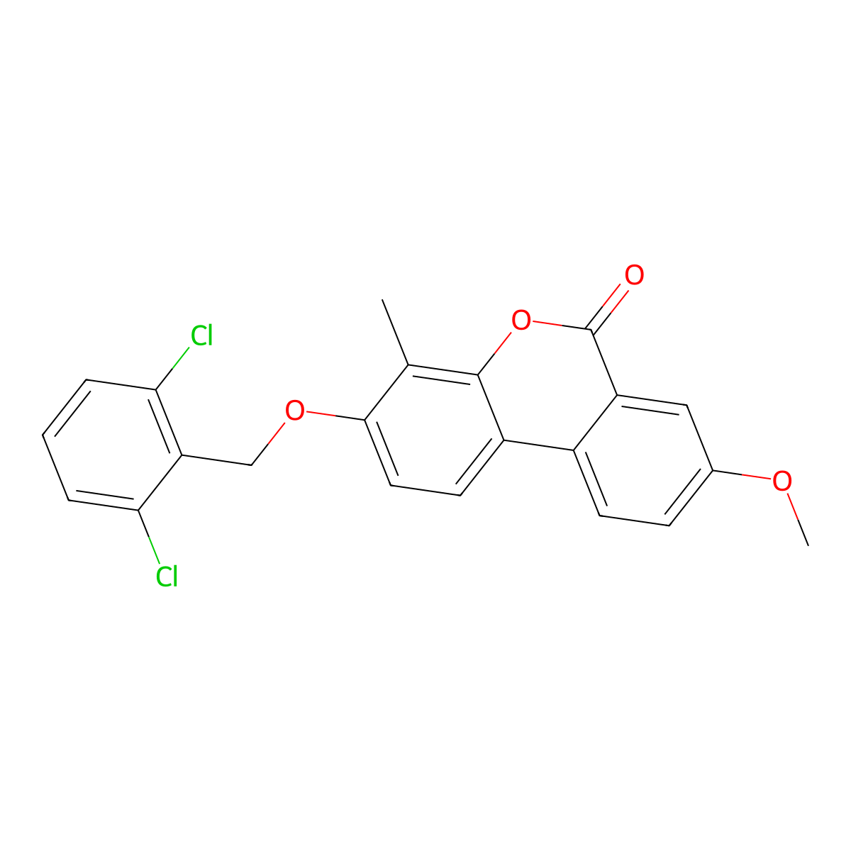 3-[(2,6-dichlorobenzyl)oxy]-8-methoxy-4-methyl-6H-benzo[c]chromen-6-one molecular structure, CAS 670242-02-1