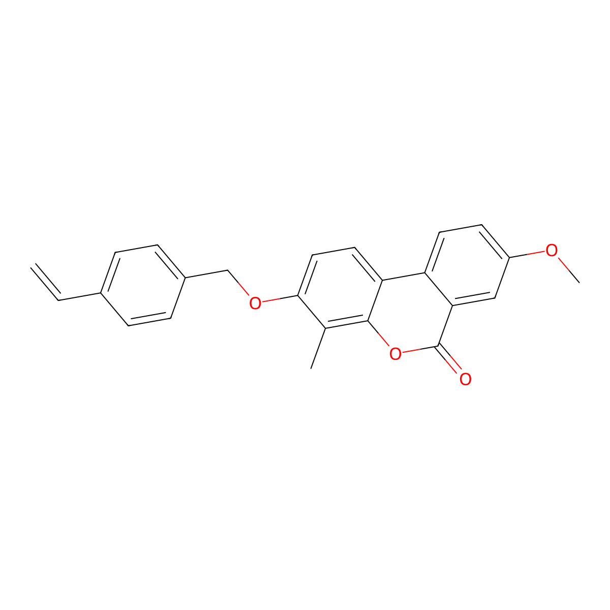 3-[(4-ethenylbenzyl)oxy]-8-methoxy-4-methyl-6H-benzo[c]chromen-6-one molecular structure, CAS 670242-03-2