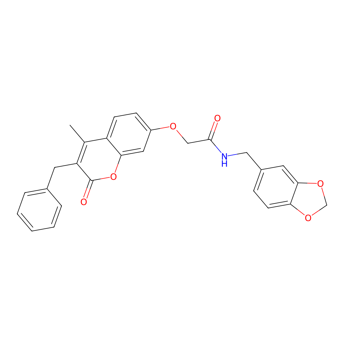 N~1~-(1,3-benzodioxol-5-ylmethyl)-2-[(3-benzyl-4-methyl-2-oxo-2H-chromen-7-yl)oxy]acetamide molecular structure, CAS 670242-07-6