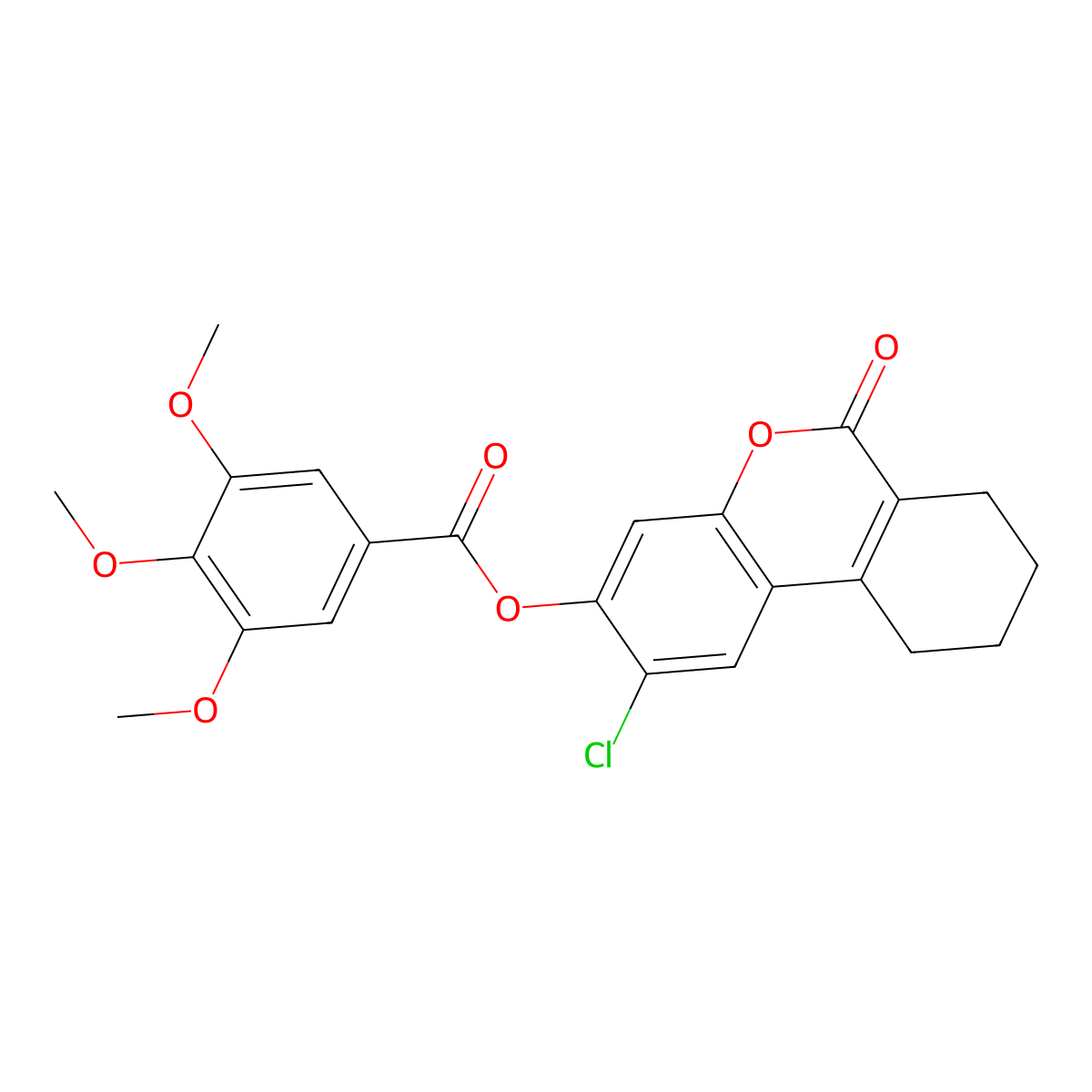 2-chloro-6-oxo-7,8,9,10-tetrahydro-6H-benzo[c]chromen-3-yl 3,4,5-trimethoxybenzoate molecular structure, CAS 670242-13-4