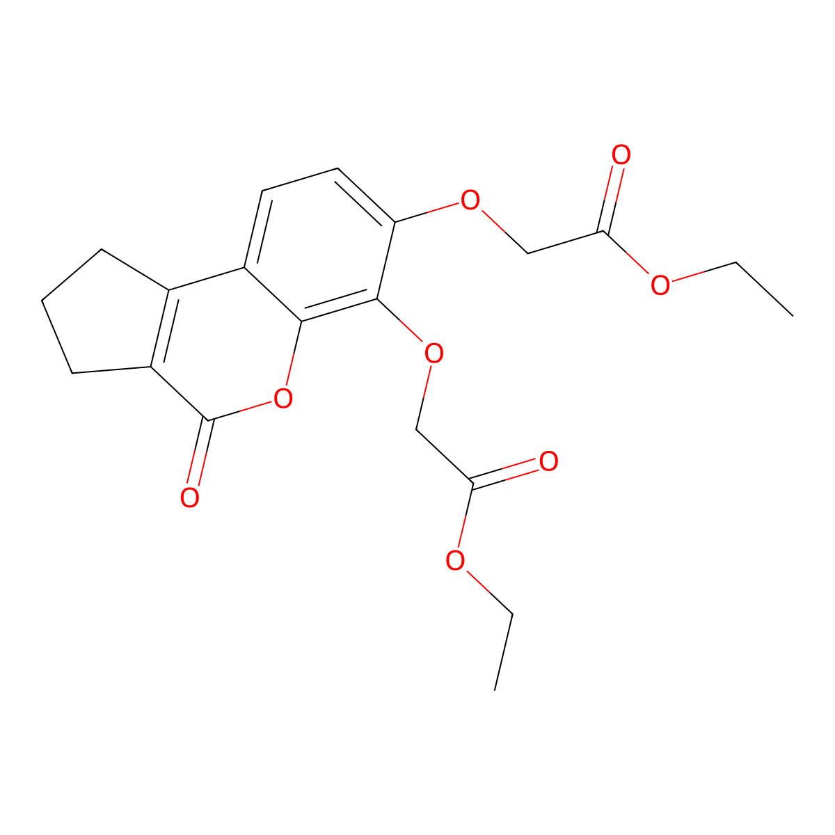Diethyl 2,2'-[(4-oxo-1,2,3,4-tetrahydrocyclopenta[c]chromene-6,7-diyl)bis(oxy)]diacetate molecular structure, CAS 670242-23-6