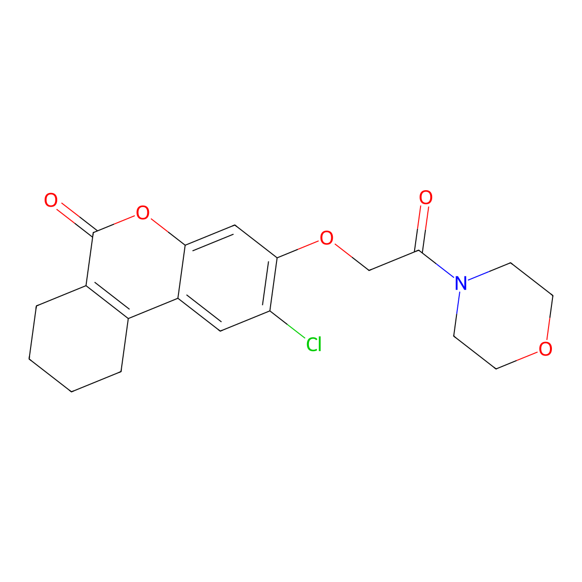 2-chloro-3-(2-morpholino-2-oxoethoxy)-7,8,9,10-tetrahydro-6H-benzo[c]chromen-6-one molecular structure, CAS 670242-24-7