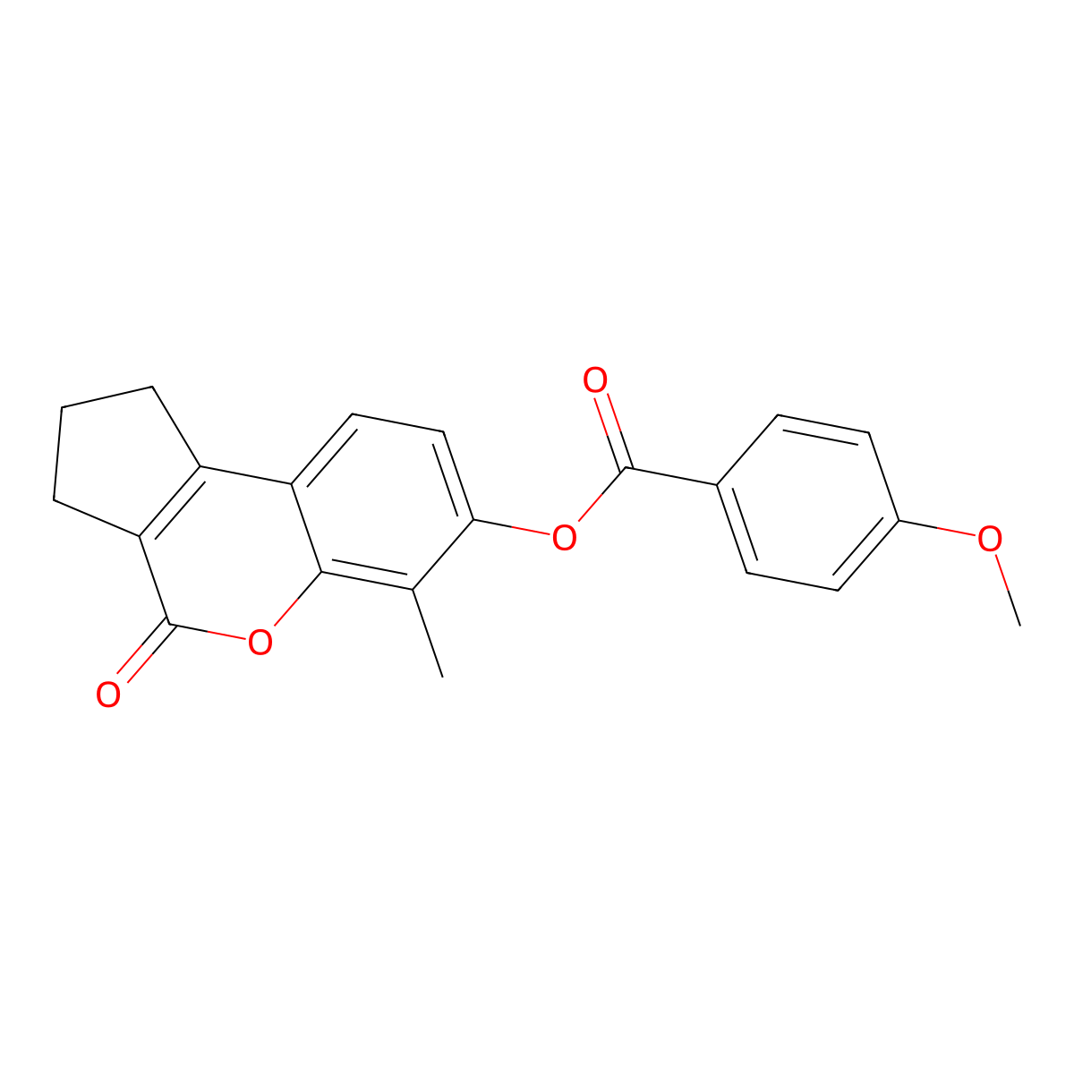 6-Methyl-4-oxo-1,2,3,4-tetrahydrocyclopenta[c]chromen-7-yl 4-methoxybenzoate molecular structure, CAS 670242-40-7