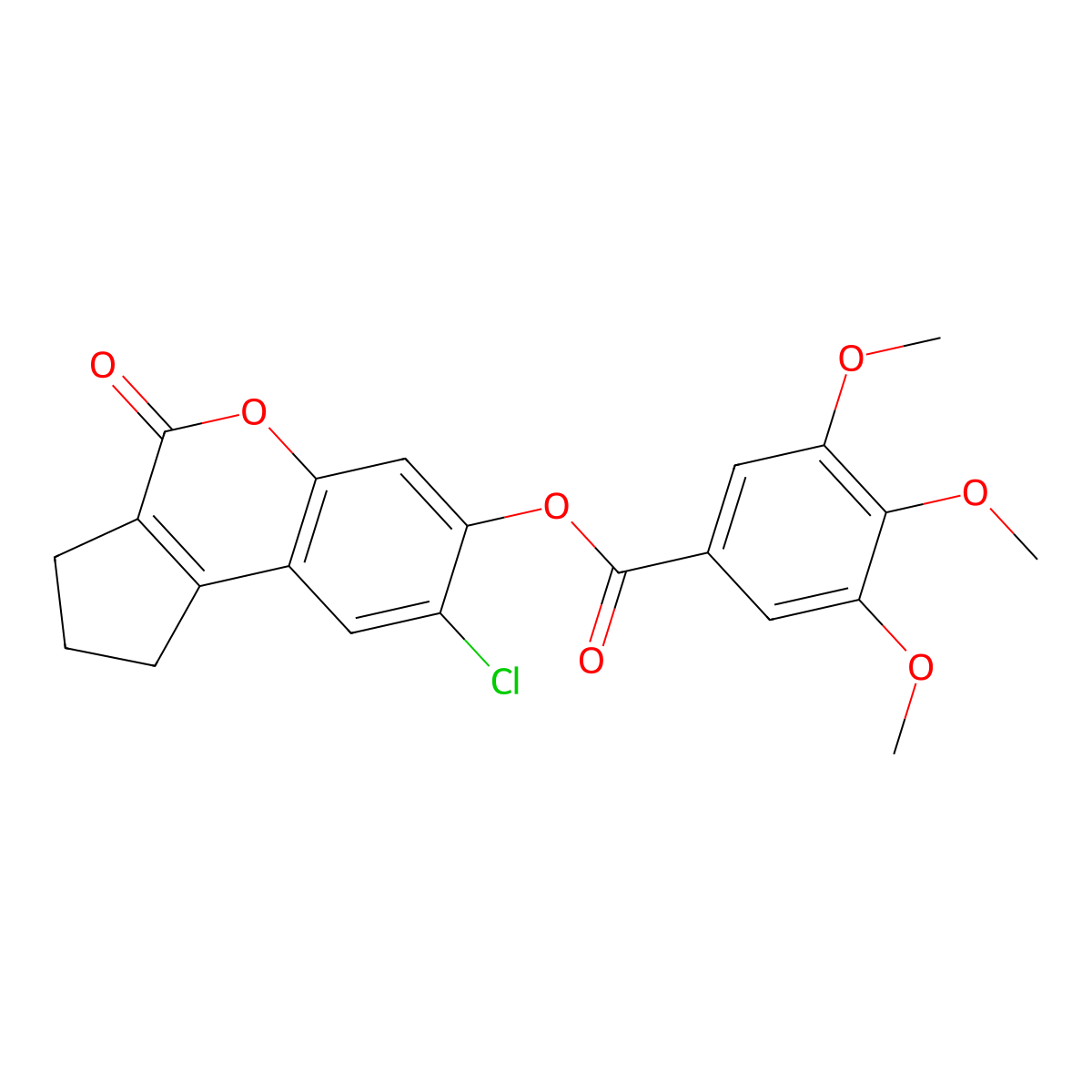 8-Chloro-4-oxo-1,2,3,4-tetrahydrocyclopenta[c]chromen-7-yl 3,4,5-trimethoxybenzoate molecular structure, CAS 670242-41-8