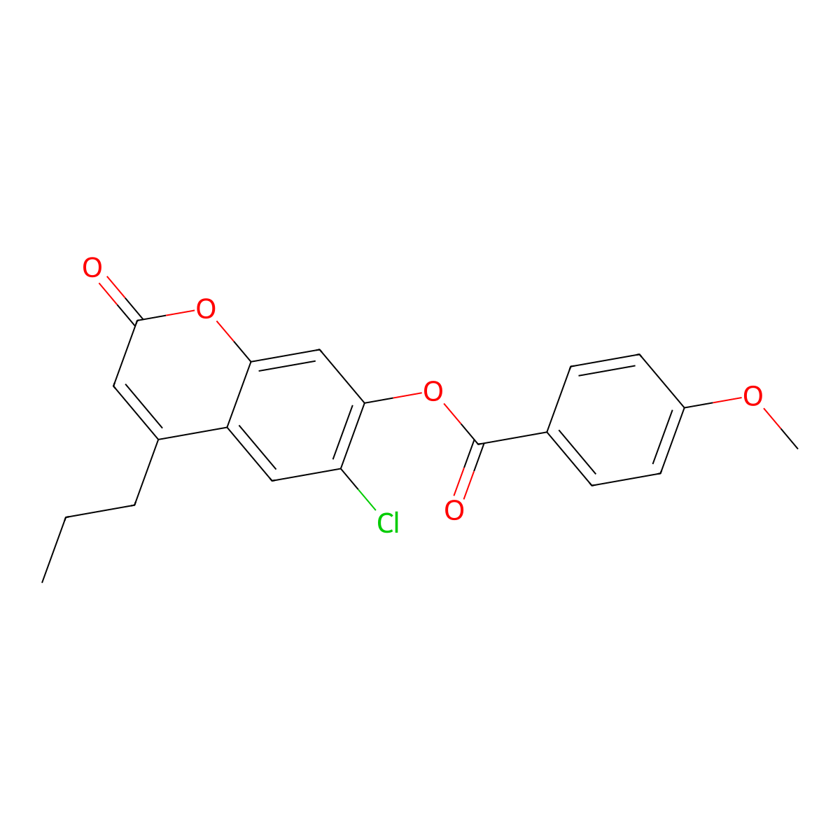6-chloro-2-oxo-4-propyl-2H-chromen-7-yl 4-methoxybenzoate molecular structure, CAS 670242-58-7