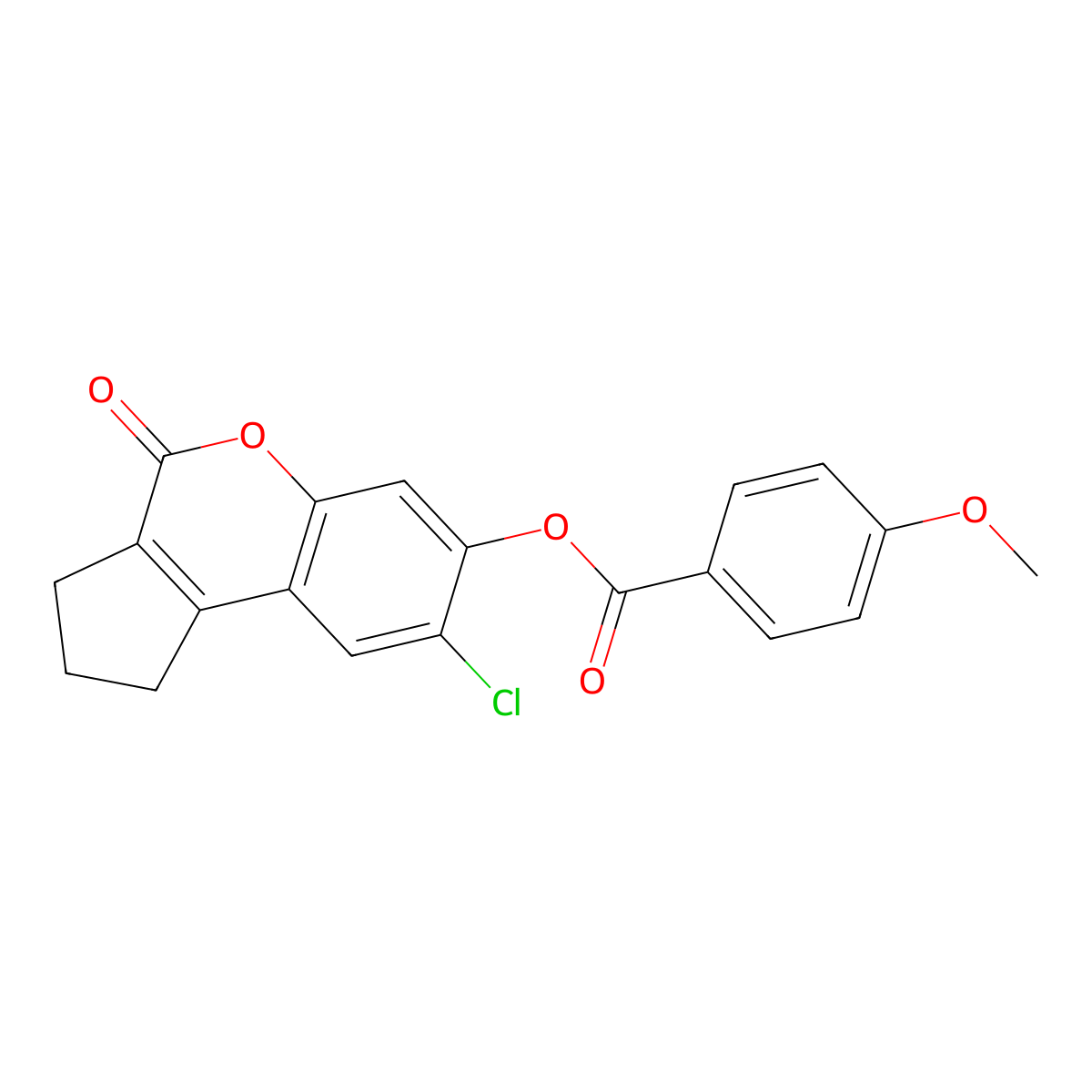 8-Chloro-4-oxo-1,2,3,4-tetrahydrocyclopenta[c]chromen-7-yl 4-methoxybenzoate molecular structure, CAS 670242-59-8