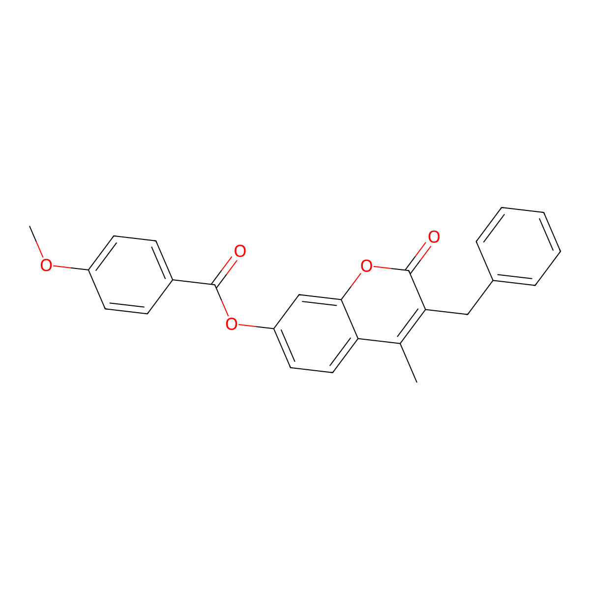 3-benzyl-4-methyl-2-oxo-2H-chromen-7-yl 4-methoxybenzoate molecular structure, CAS 670242-62-3