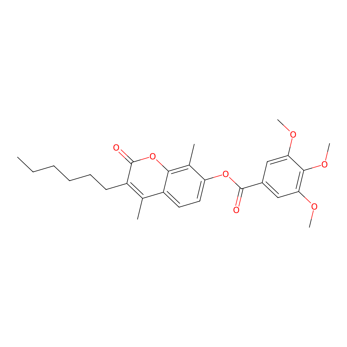 3-hexyl-4,8-dimethyl-2-oxo-2H-chromen-7-yl 3,4,5-trimethoxybenzoate molecular structure, CAS 670242-67-8