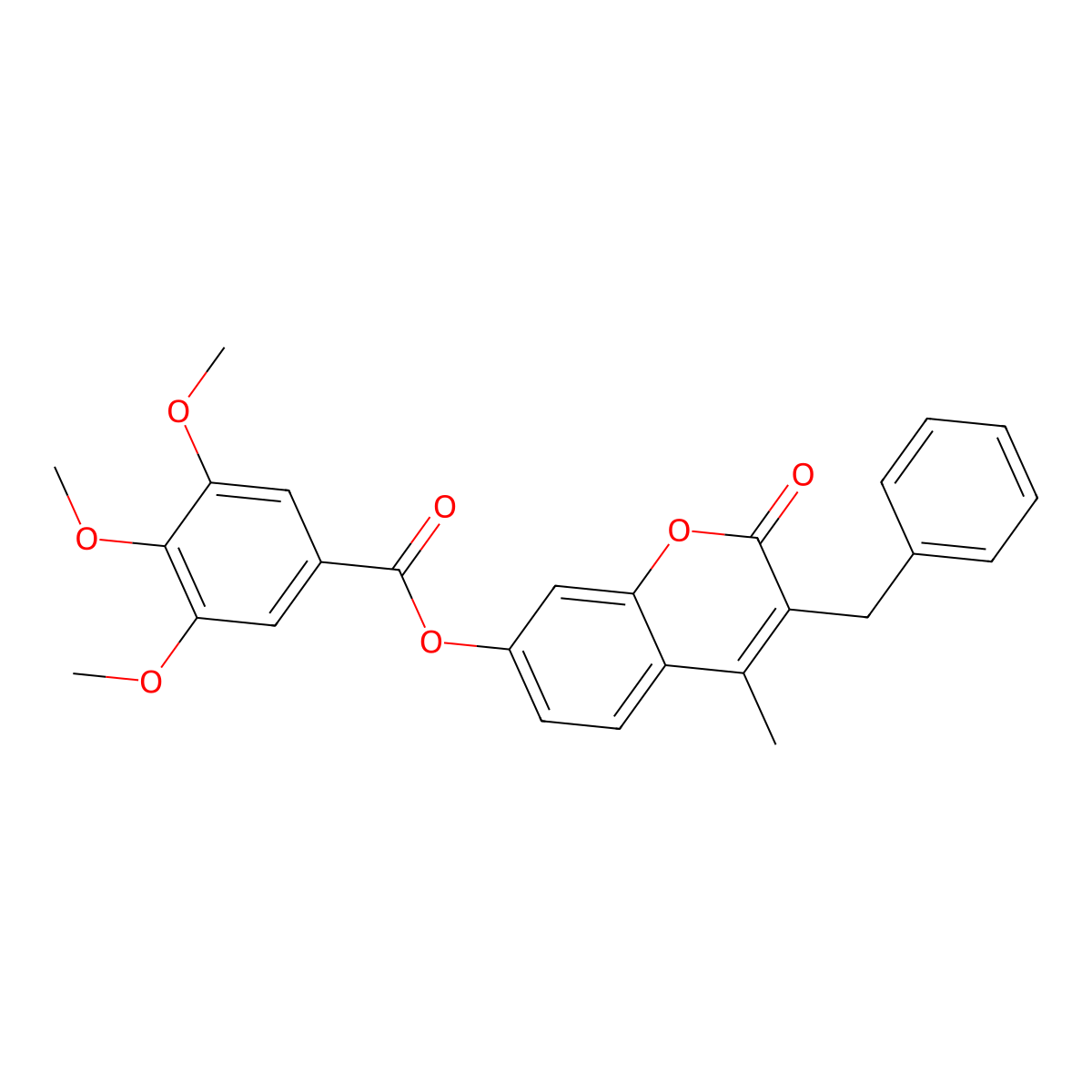 3-benzyl-4-methyl-2-oxo-2H-chromen-7-yl 3,4,5-trimethoxybenzoate molecular structure, CAS 670242-74-7