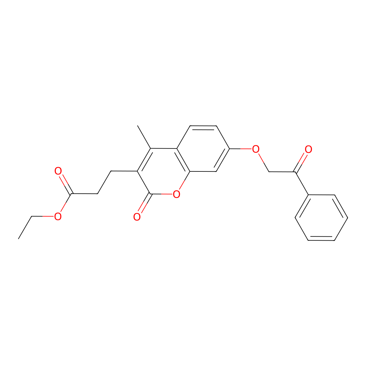 ethyl 3-[4-methyl-2-oxo-7-(2-oxo-2-phenylethoxy)-2H-chromen-3-yl]propanoate molecular structure, CAS 670242-76-9