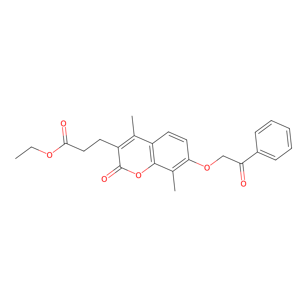 Ethyl 3-(4,8-dimethyl-2-oxo-7-phenacyloxychromen-3-yl)propanoate molecular structure, CAS 670242-77-0