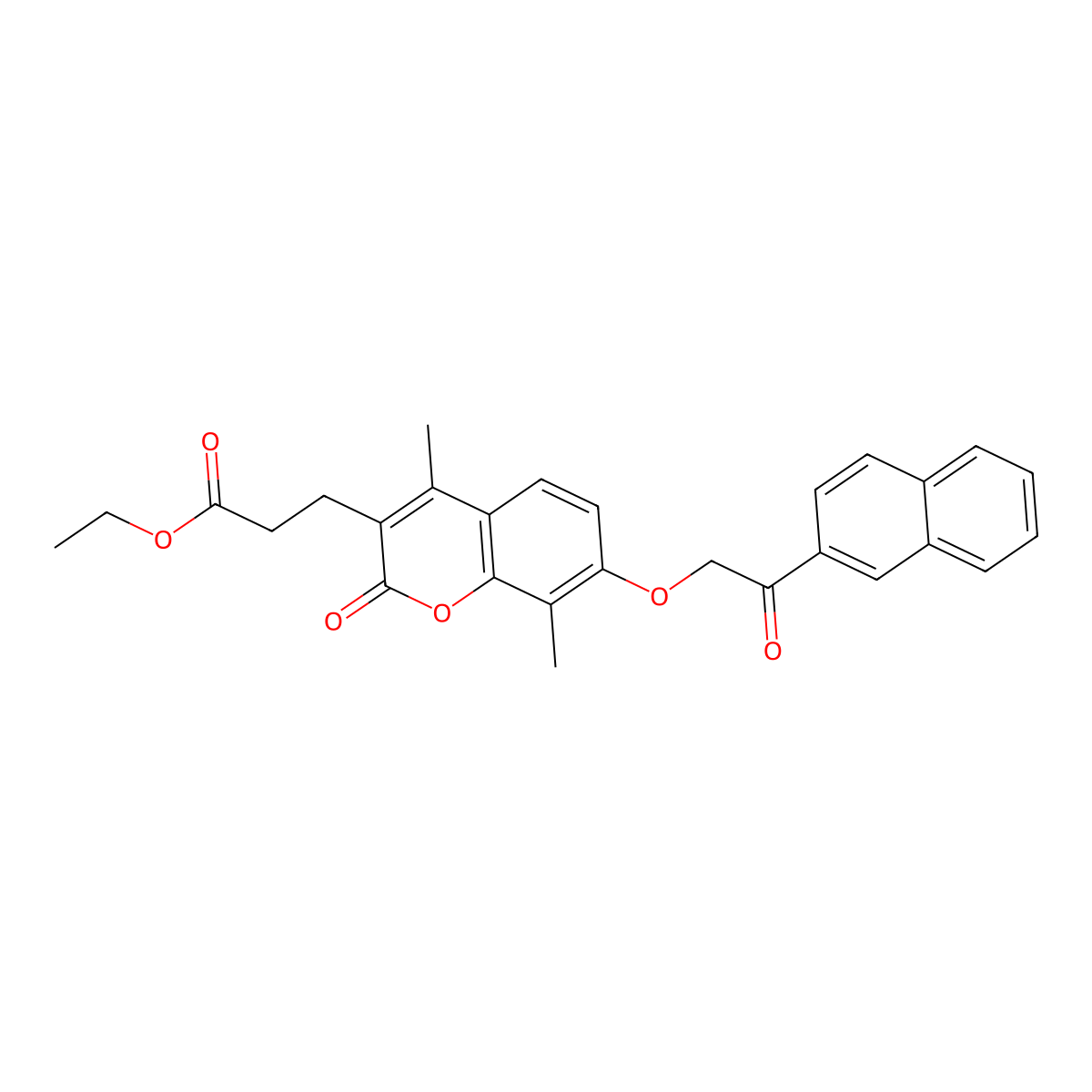 ethyl 3-{4,8-dimethyl-7-[2-(2-naphthyl)-2-oxoethoxy]-2-oxo-2H-chromen-3-yl}propanoate molecular structure, CAS 670242-78-1