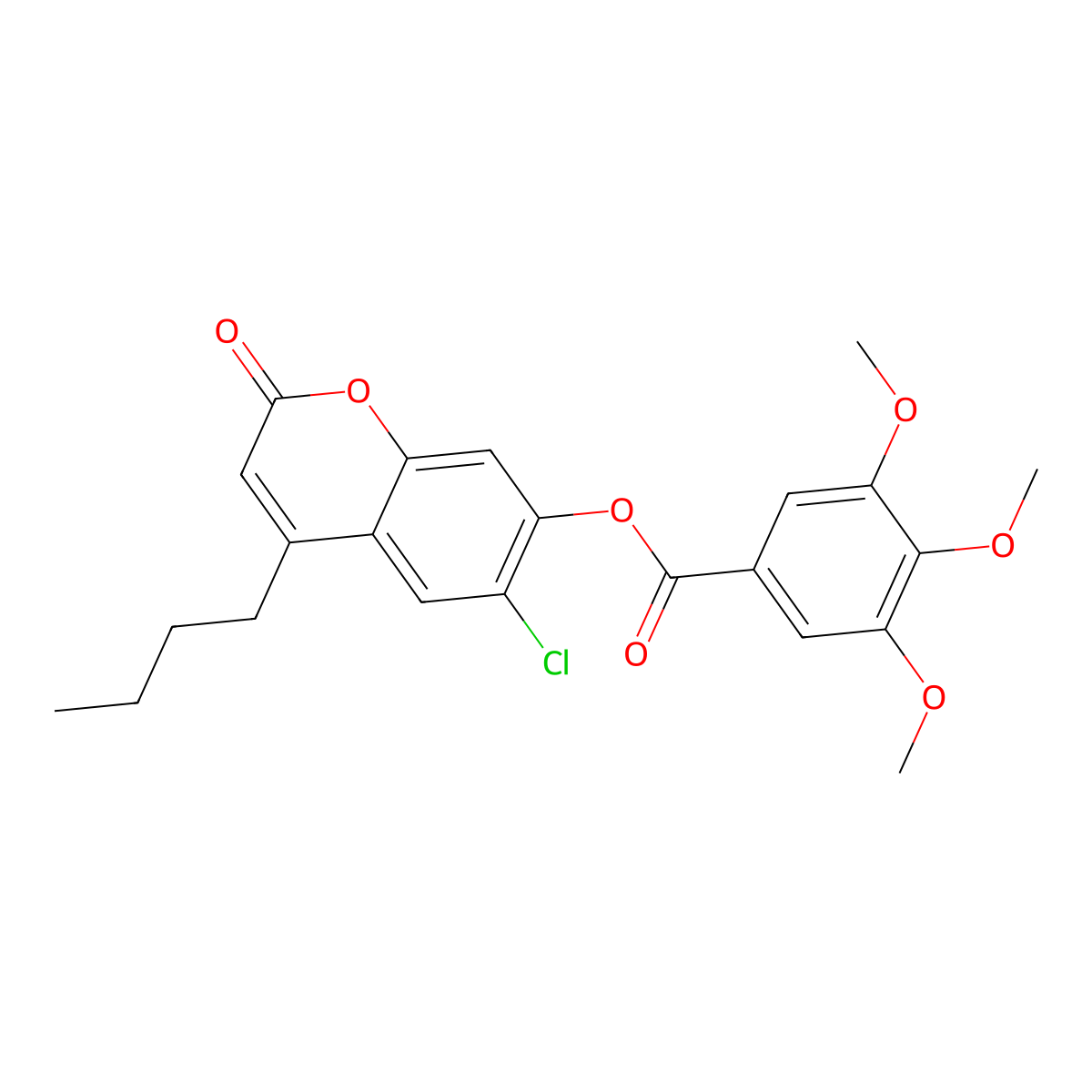 4-butyl-6-chloro-2-oxo-2H-chromen-7-yl 3,4,5-trimethoxybenzoate molecular structure, CAS 670242-84-9
