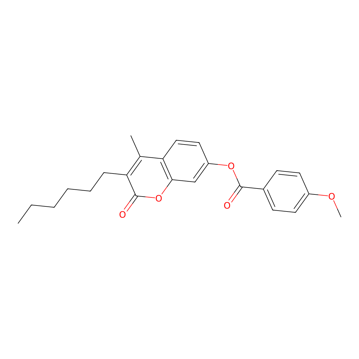 3-hexyl-4-methyl-2-oxo-2H-chromen-7-yl 4-methoxybenzoate molecular structure, CAS 670242-97-4