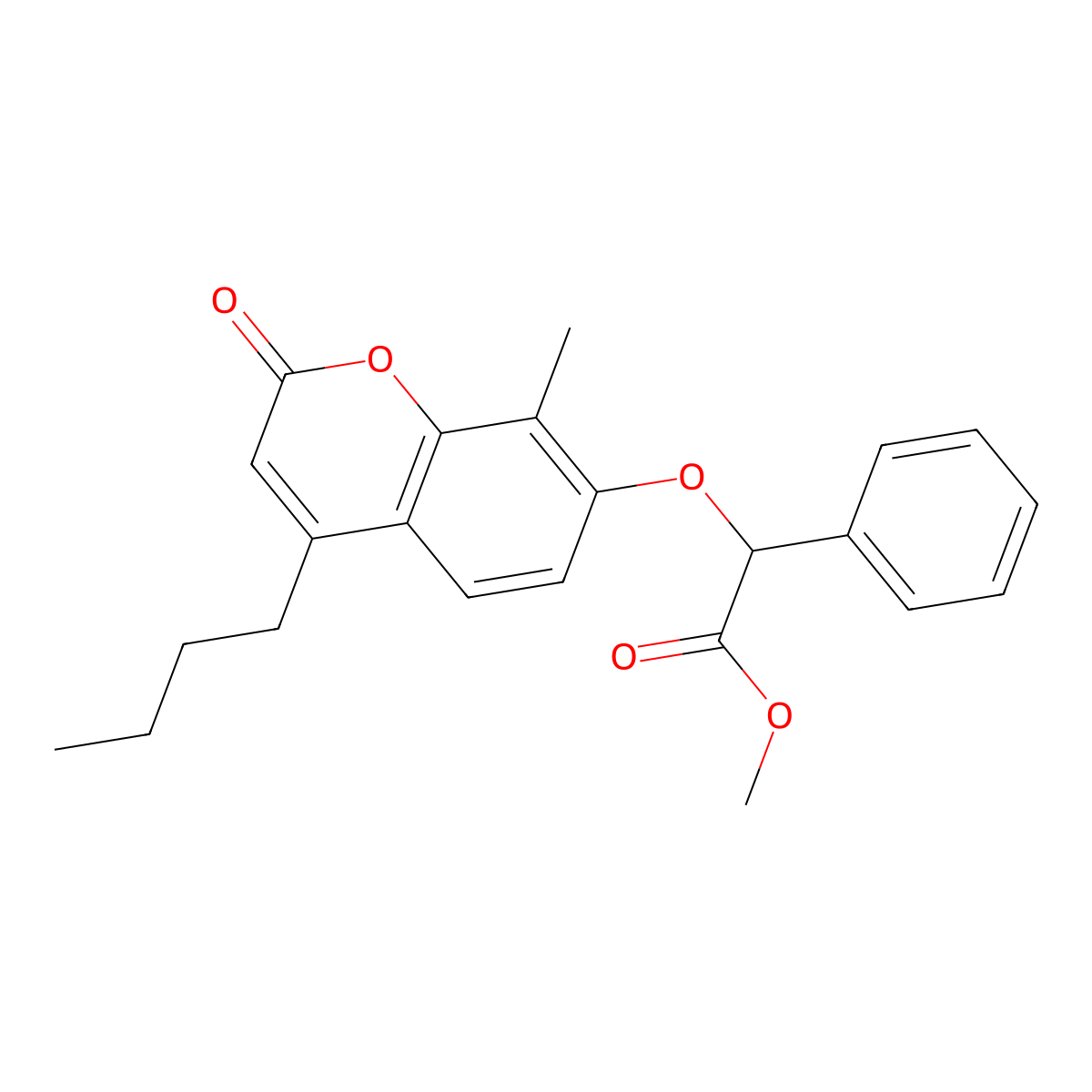 Methyl 2-(4-butyl-8-methyl-2-oxochromen-7-yl)oxy-2-phenylacetate molecular structure, CAS 670243-22-8