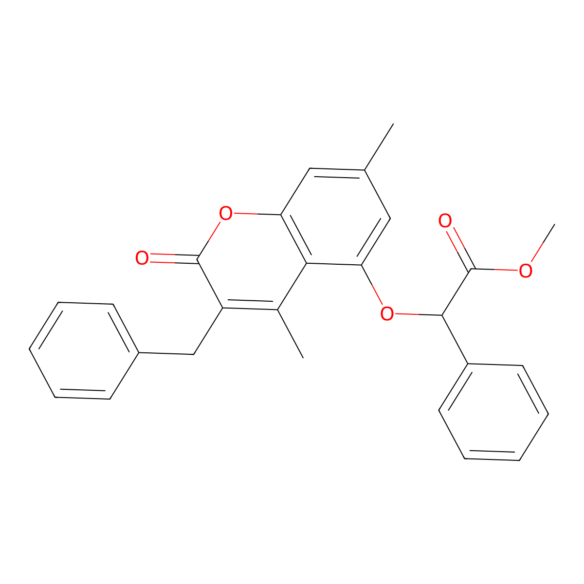 methyl 2-[(3-benzyl-4,7-dimethyl-2-oxo-2H-chromen-5-yl)oxy]-2-phenylacetate molecular structure, CAS 670243-26-2