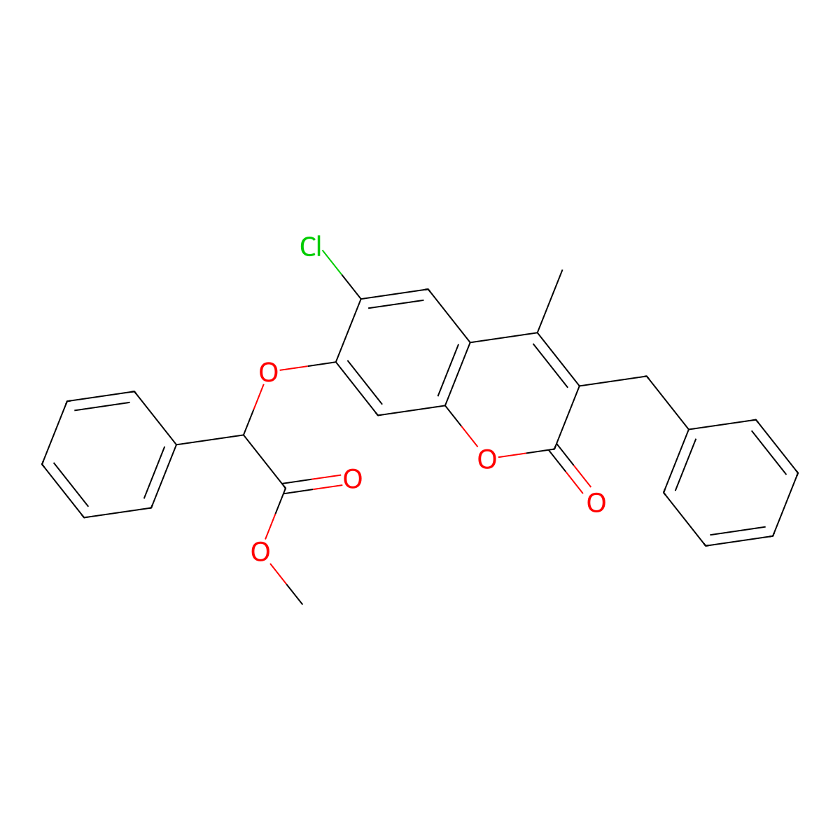 Methyl 2-[(3-benzyl-6-chloro-4-methyl-2-oxo-2H-chromen-7-YL)oxy]-2-phenylacetate molecular structure, CAS 670243-32-0