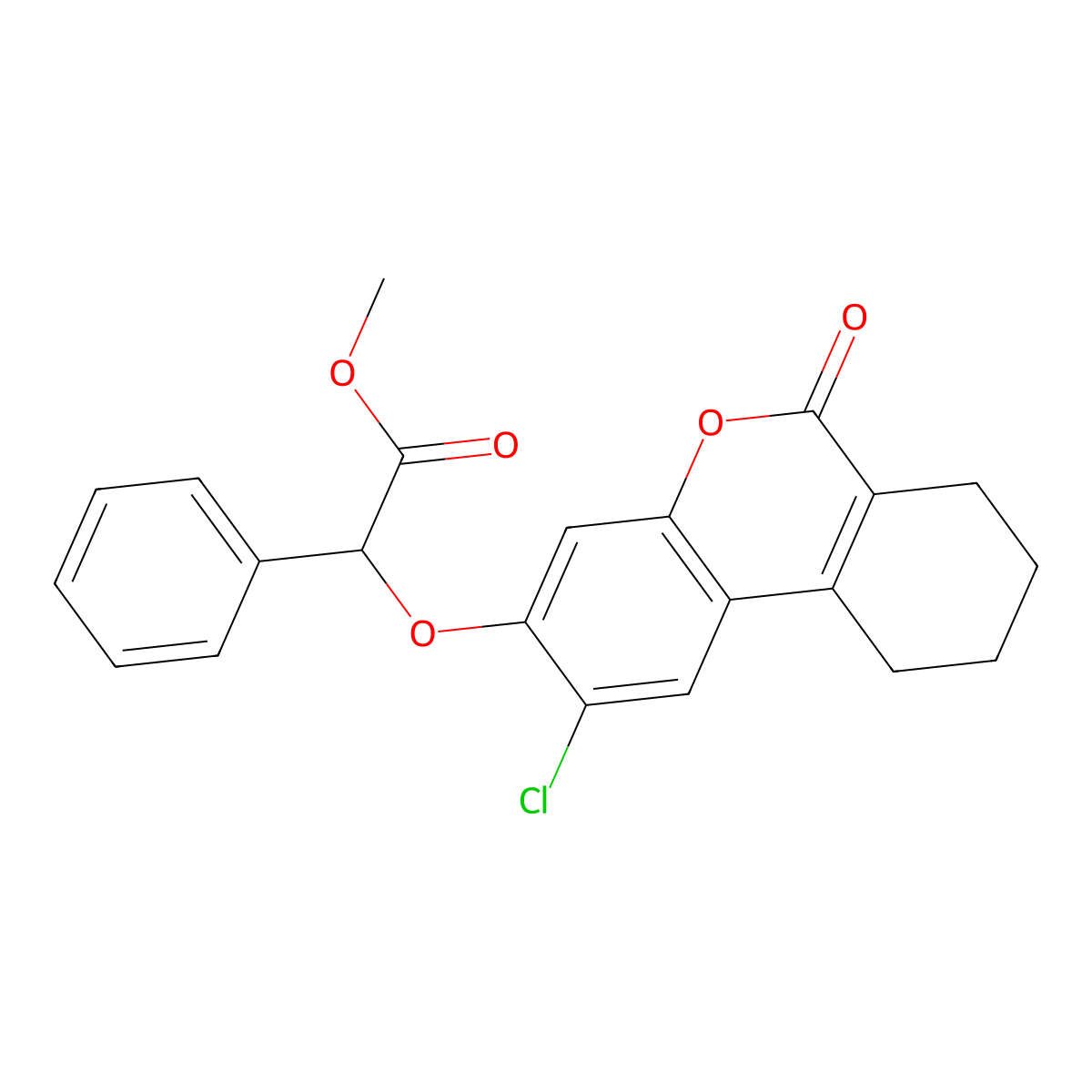 methyl [(2-chloro-6-oxo-7,8,9,10-tetrahydro-6H-benzo[c]chromen-3-yl)oxy](phenyl)acetate molecular structure, CAS 670243-35-3
