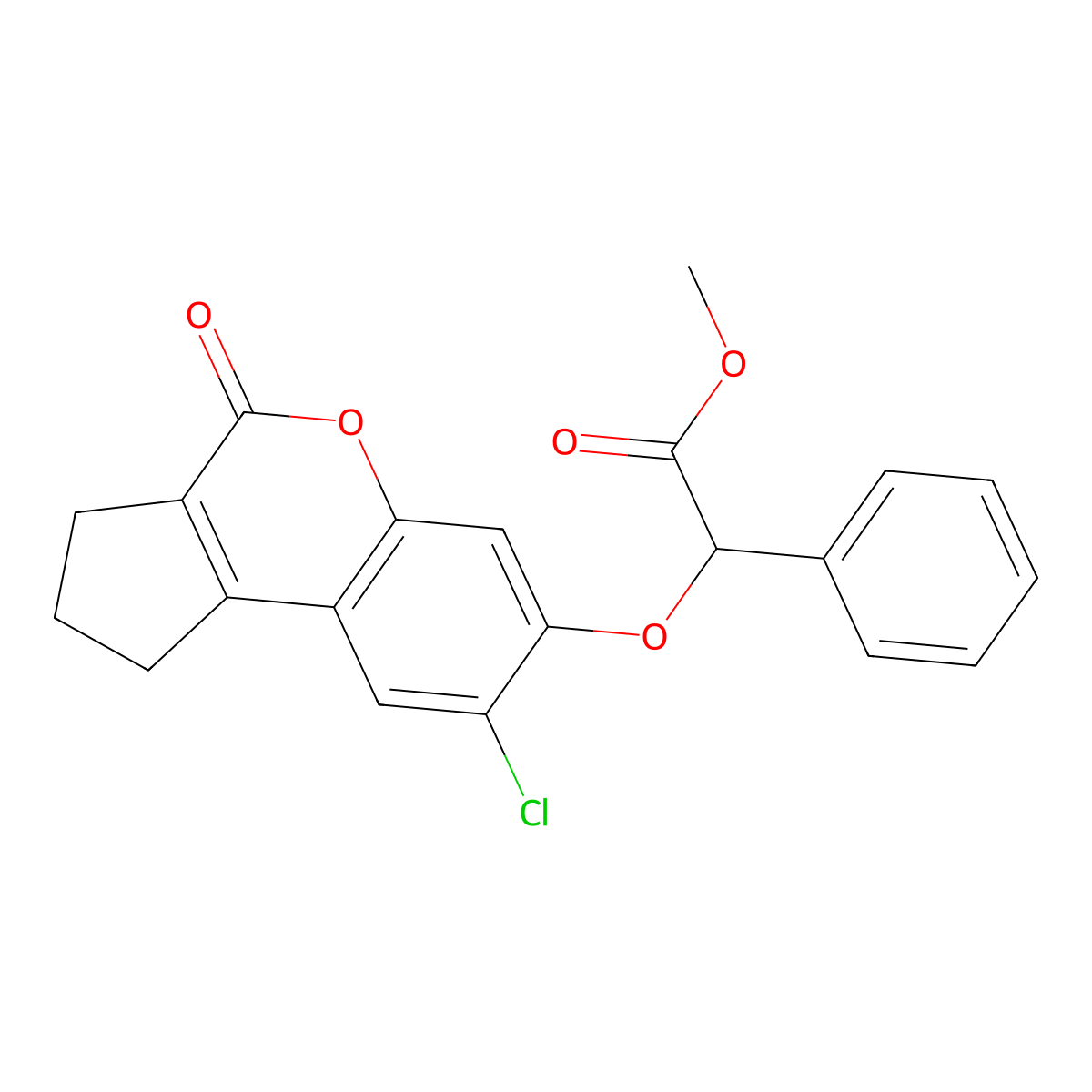 Methyl [(8-chloro-4-oxo-1,2,3,4-tetrahydrocyclopenta[c]chromen-7-yl)oxy](phenyl)acetate molecular structure, CAS 670243-36-4