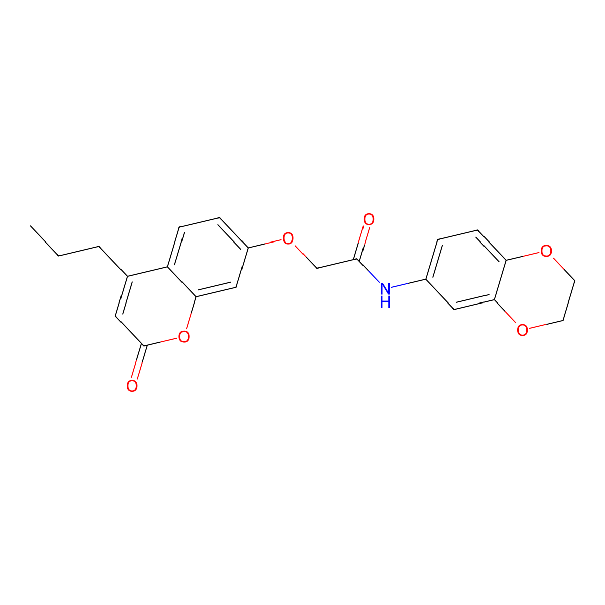 N-(2,3-dihydro-1,4-benzodioxin-6-yl)-2-[(2-oxo-4-propyl-2H-chromen-7-yl)oxy]acetamide molecular structure, CAS 670243-38-6