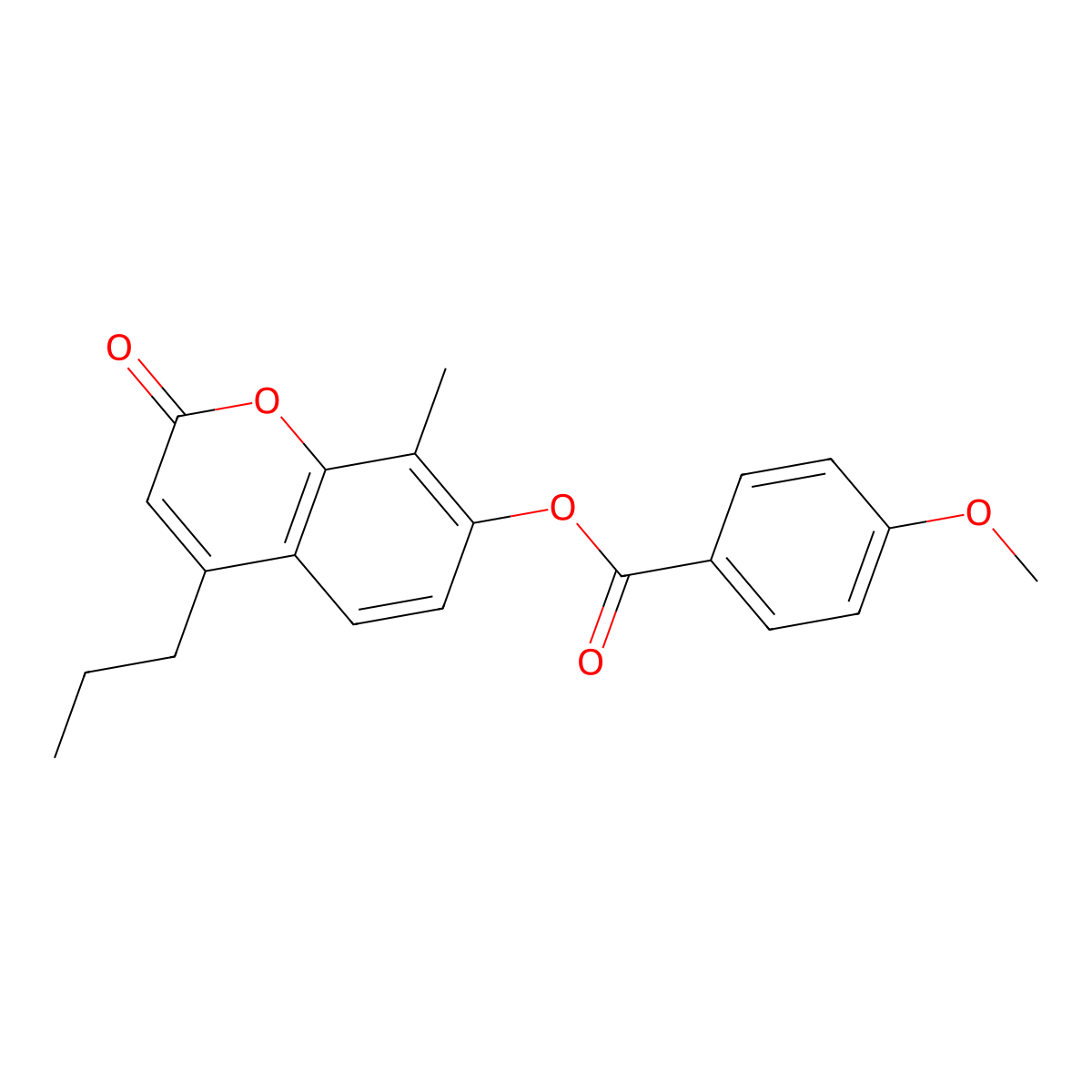8-methyl-2-oxo-4-propyl-2H-chromen-7-yl 4-methoxybenzoate molecular structure, CAS 670243-39-7