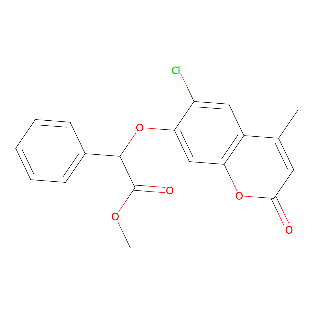 Methyl 2-(6-chloro-4-methyl-2-oxochromen-7-yl)oxy-2-phenylacetate molecular structure, CAS 670243-45-5