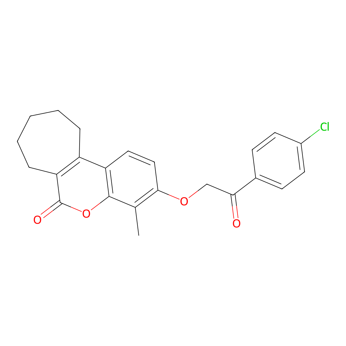 3-[2-(4-chlorophenyl)-2-oxoethoxy]-4-methyl-8,9,10,11-tetrahydrocyclohepta[c]chromen-6(7H)-one molecular structure, CAS 670243-51-3