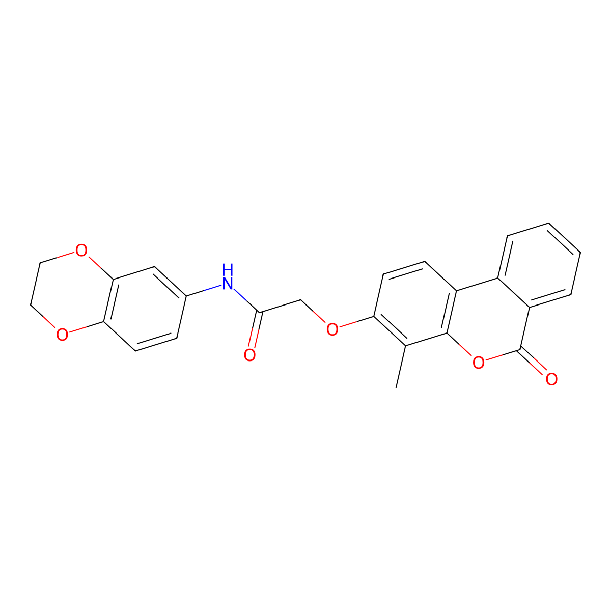 N-(2,3-dihydro-1,4-benzodioxin-6-yl)-2-({4-methyl-6-oxo-6H-benzo[c]chromen-3-yl}oxy)acetamide molecular structure, CAS 670243-61-5