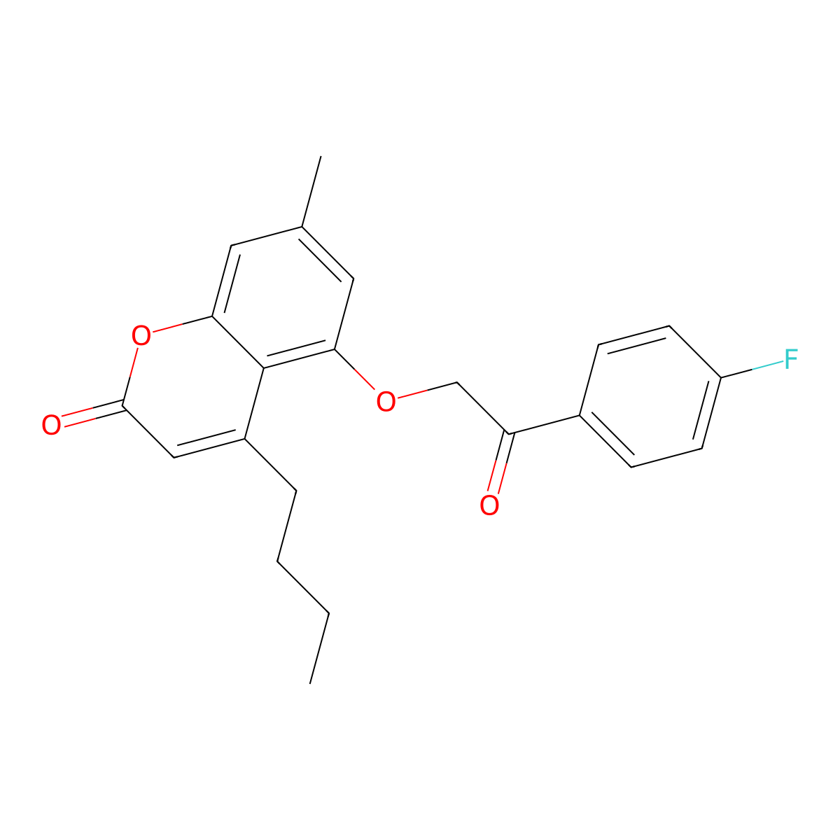 4-butyl-5-[2-(4-fluorophenyl)-2-oxoethoxy]-7-methyl-2H-chromen-2-one molecular structure, CAS 670243-88-6