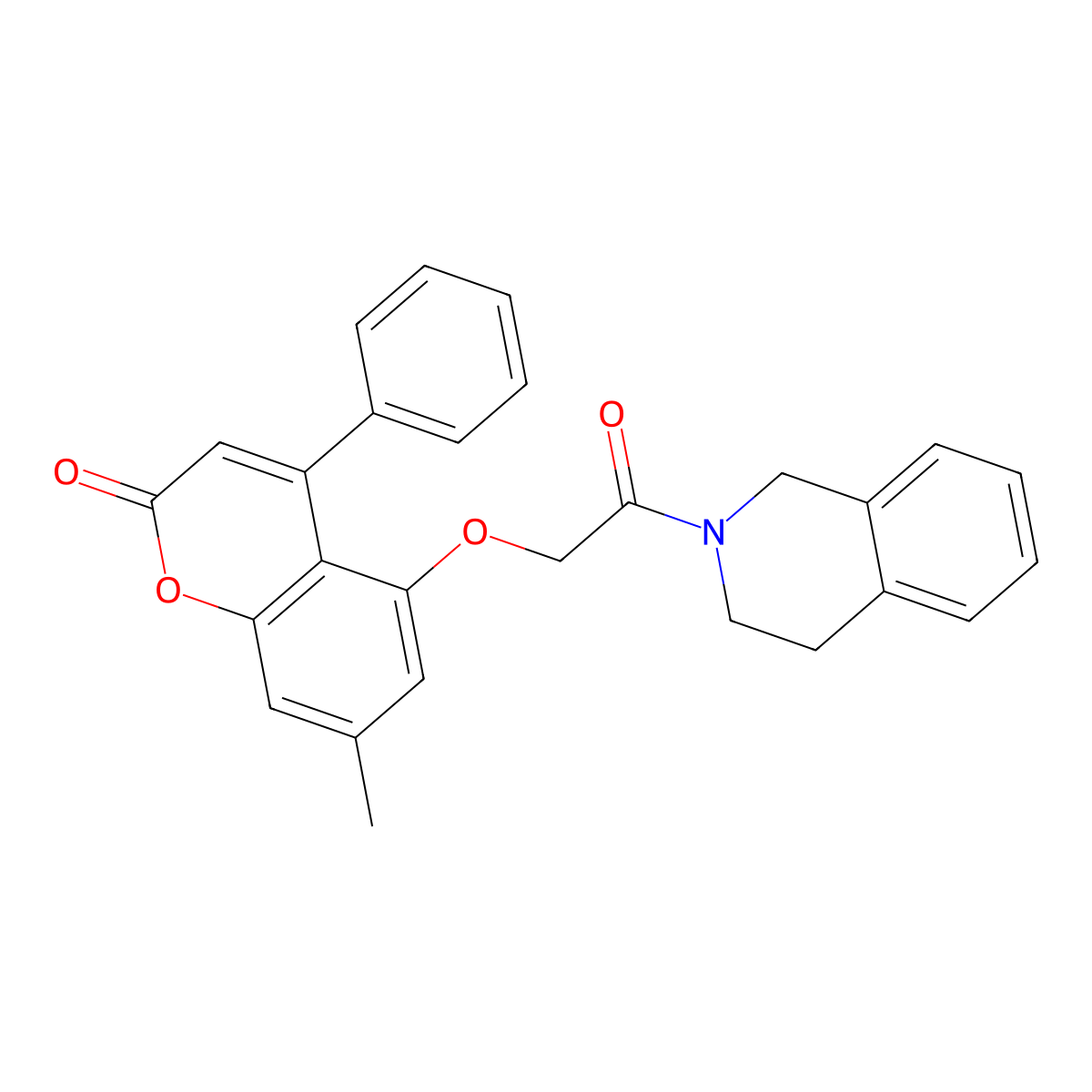 5-[2-(3,4-dihydro-1H-isoquinolin-2-yl)-2-oxoethoxy]-7-methyl-4-phenylchromen-2-one molecular structure, CAS 670243-89-7