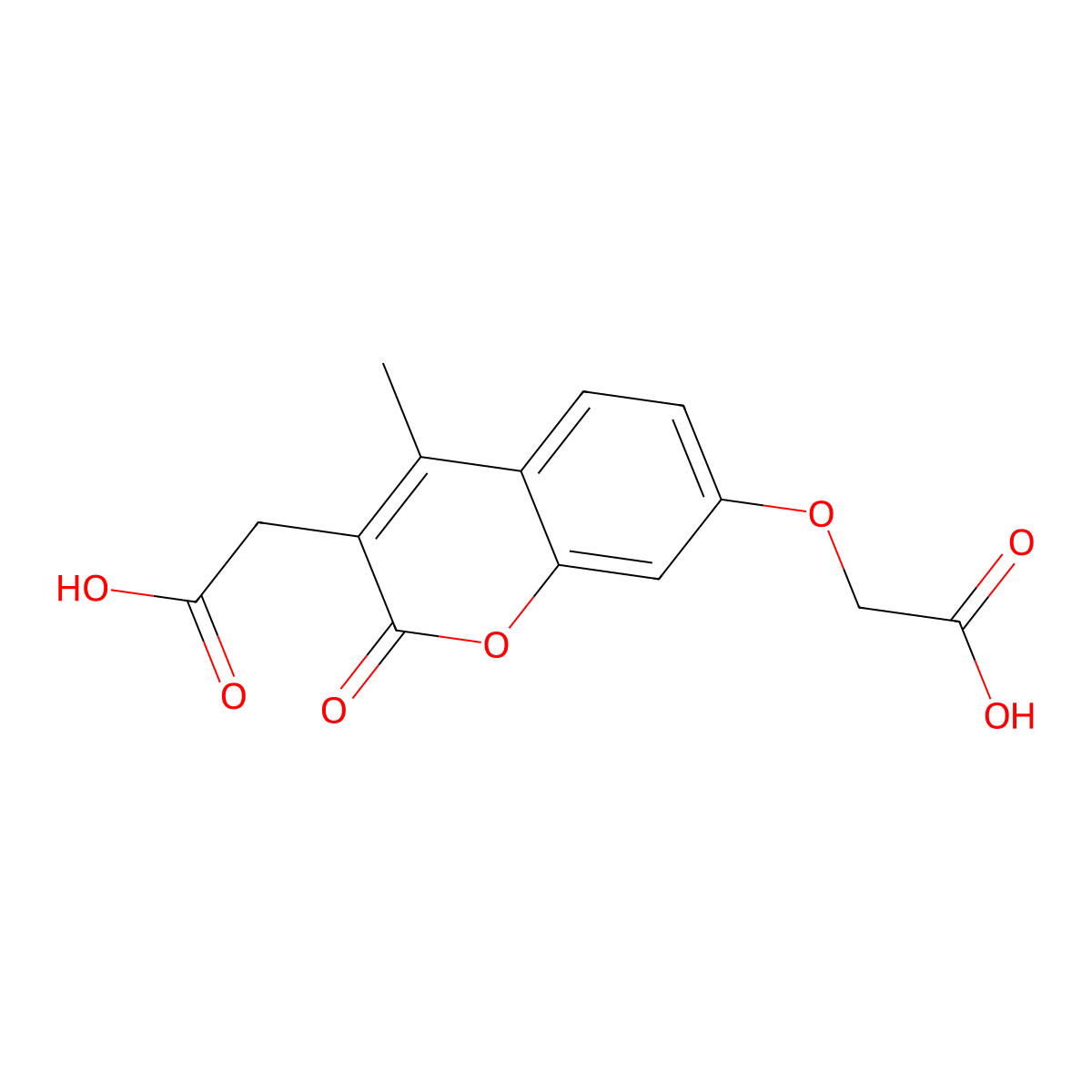 2-[7-(Carboxymethoxy)-4-methyl-2-oxo-1-benzopyran-3-yl]acetic acid molecular structure, CAS 670244-02-7