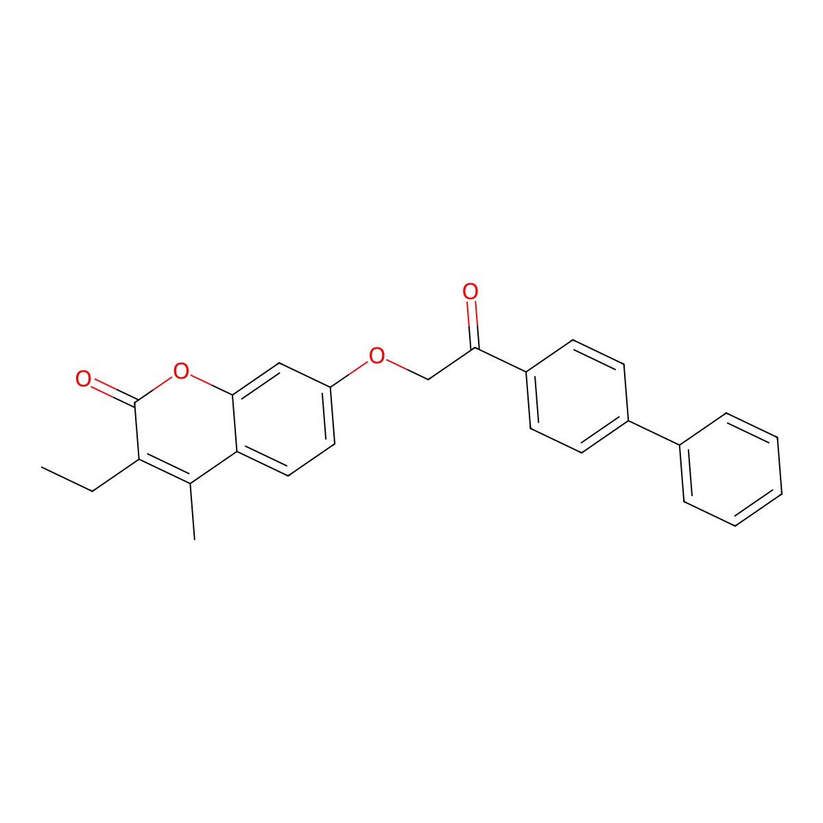7-[2-(biphenyl-4-yl)-2-oxoethoxy]-3-ethyl-4-methyl-2H-chromen-2-one molecular structure, CAS 670244-08-3