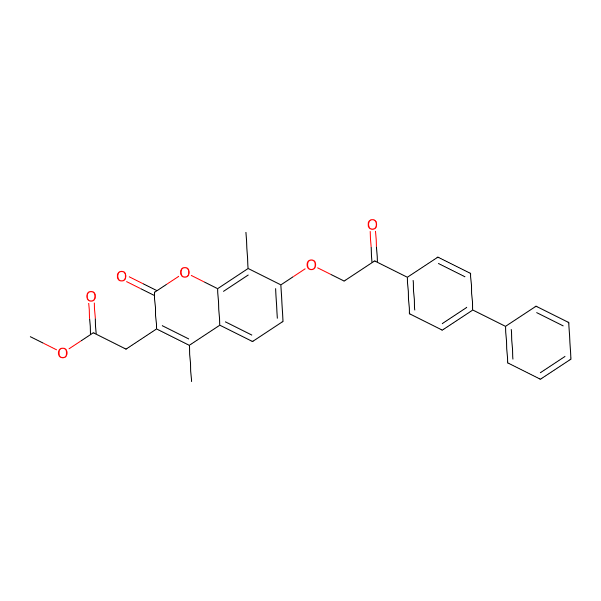 methyl {7-[2-(biphenyl-4-yl)-2-oxoethoxy]-4,8-dimethyl-2-oxo-2H-chromen-3-yl}acetate molecular structure, CAS 670244-10-7