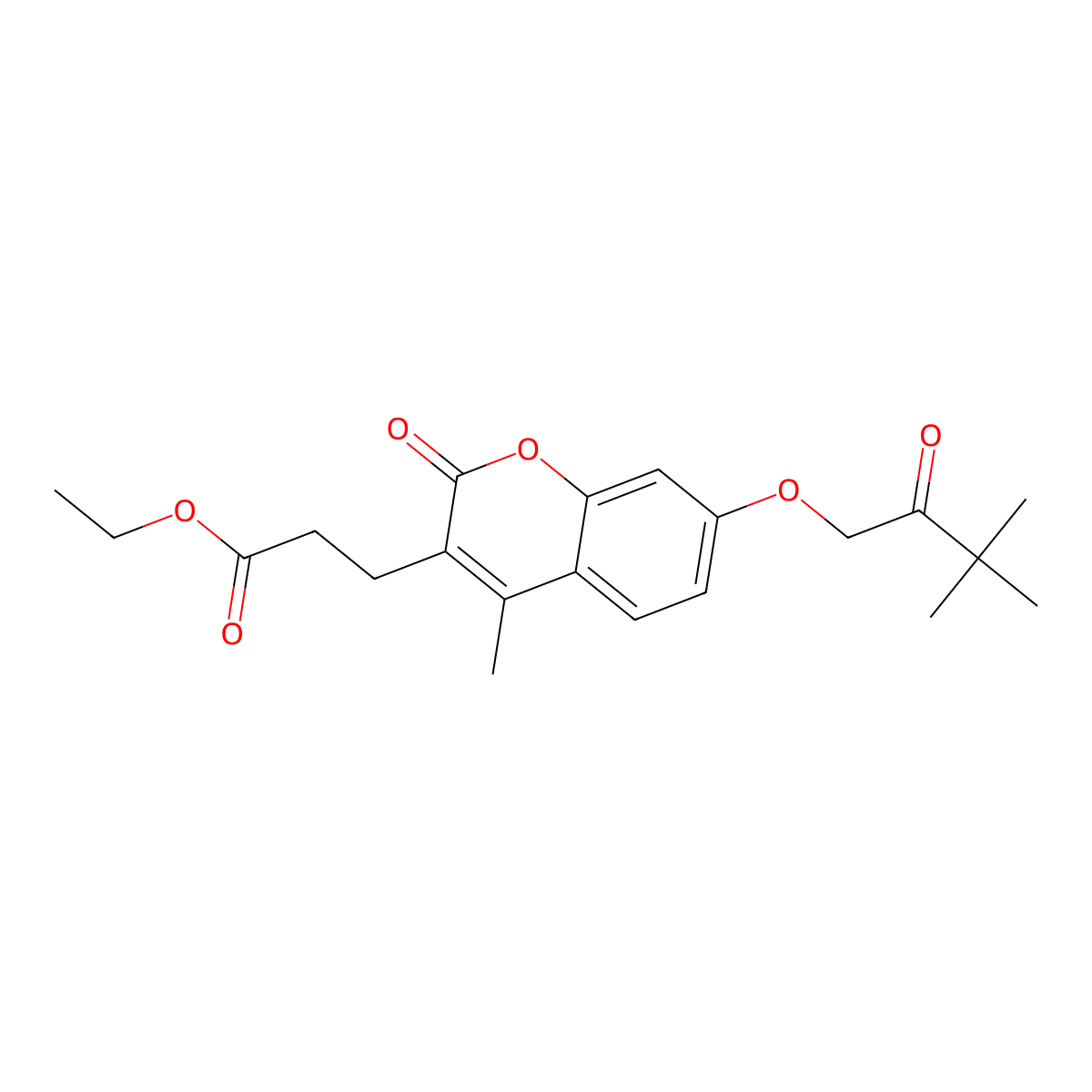ethyl 3-[7-(3,3-dimethyl-2-oxobutoxy)-4-methyl-2-oxo-2H-chromen-3-yl]propanoate molecular structure, CAS 670244-18-5