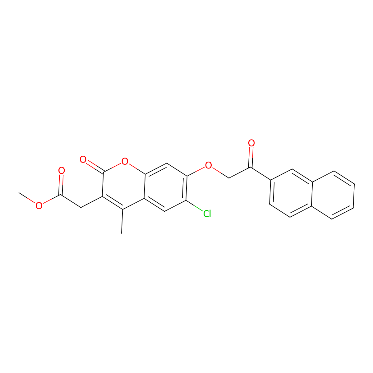 methyl {6-chloro-4-methyl-7-[2-(naphthalen-2-yl)-2-oxoethoxy]-2-oxo-2H-chromen-3-yl}acetate molecular structure, CAS 670244-24-3