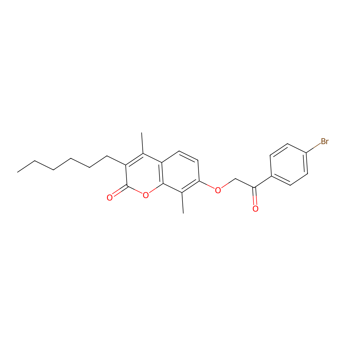 7-[2-(4-bromophenyl)-2-oxoethoxy]-3-hexyl-4,8-dimethyl-2H-chromen-2-one molecular structure, CAS 670244-30-1