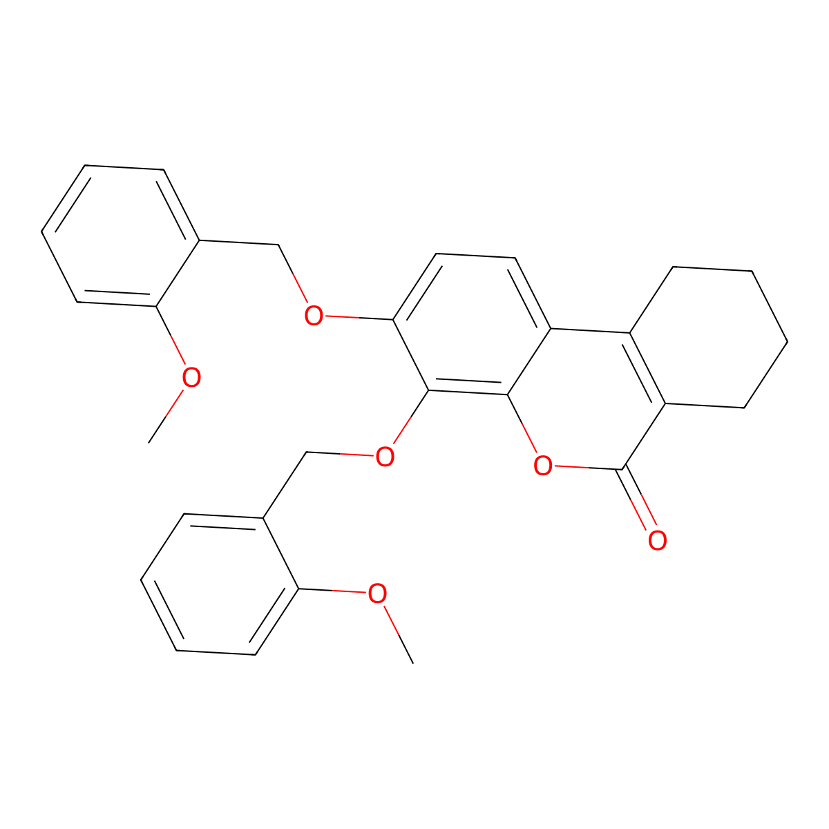 3,4-bis[(2-methoxybenzyl)oxy]-7,8,9,10-tetrahydro-6H-benzo[c]chromen-6-one molecular structure, CAS 670244-34-5