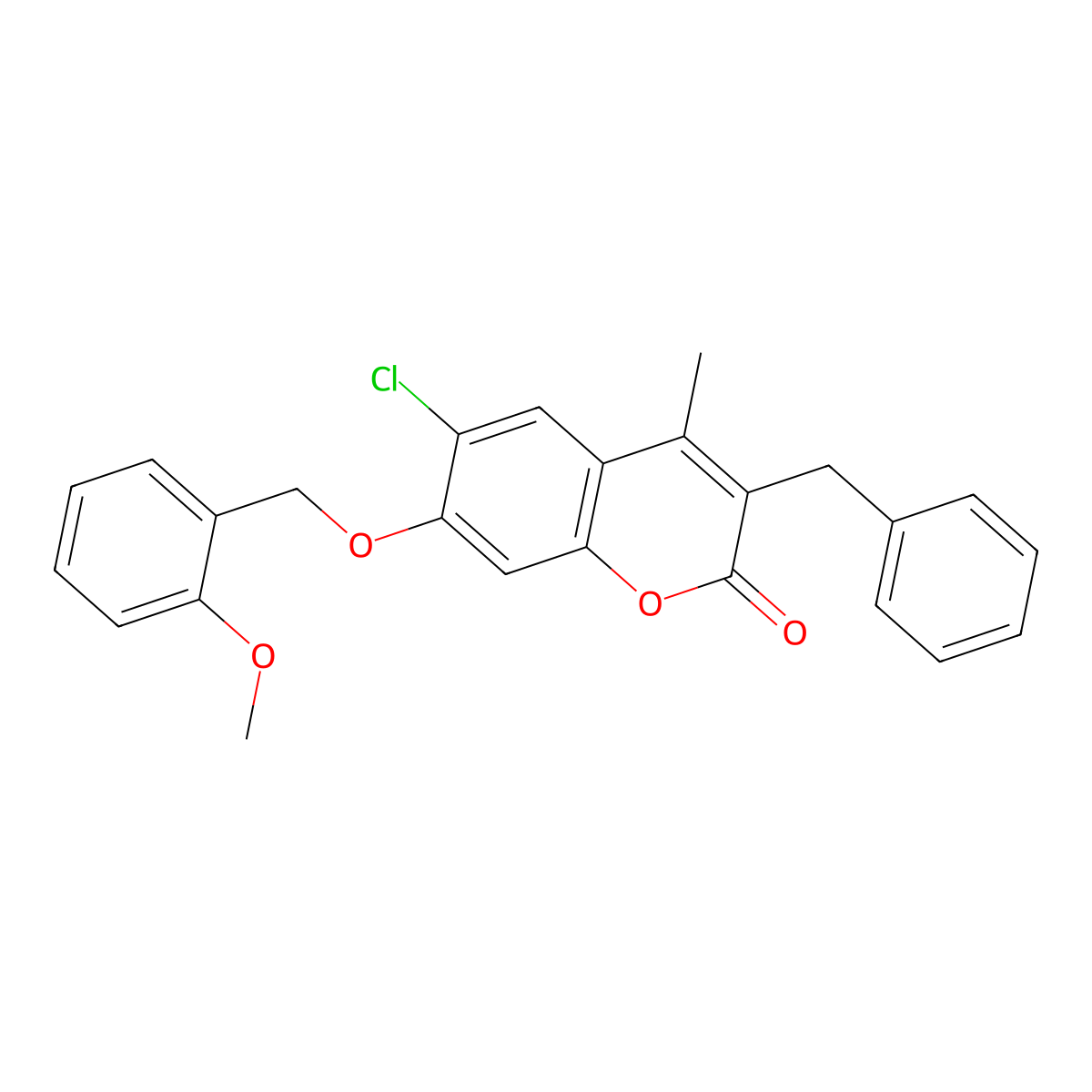 3-benzyl-6-chloro-7-[(2-methoxybenzyl)oxy]-4-methyl-2H-chromen-2-one molecular structure, CAS 670244-36-7