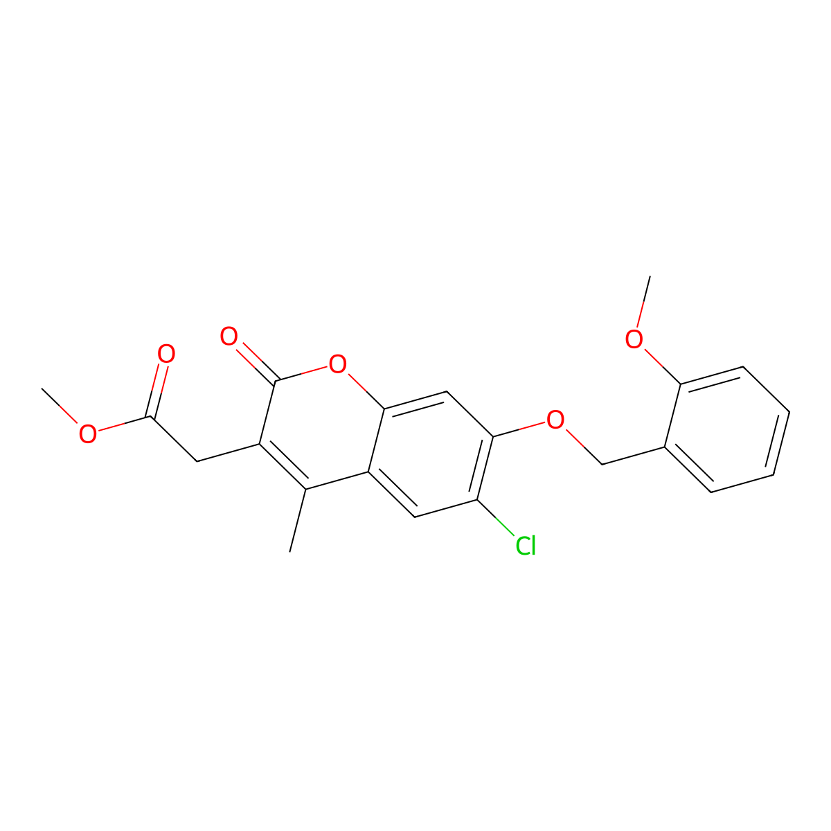 methyl {6-chloro-7-[(2-methoxybenzyl)oxy]-4-methyl-2-oxo-2H-chromen-3-yl}acetate molecular structure, CAS 670244-38-9