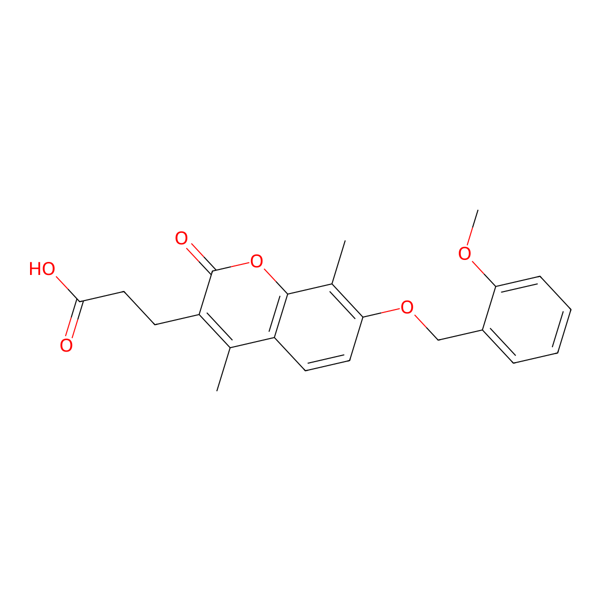 3-{7-[(2-methoxybenzyl)oxy]-4,8-dimethyl-2-oxo-2H-chromen-3-yl}propanoic acid molecular structure, CAS 670244-42-5