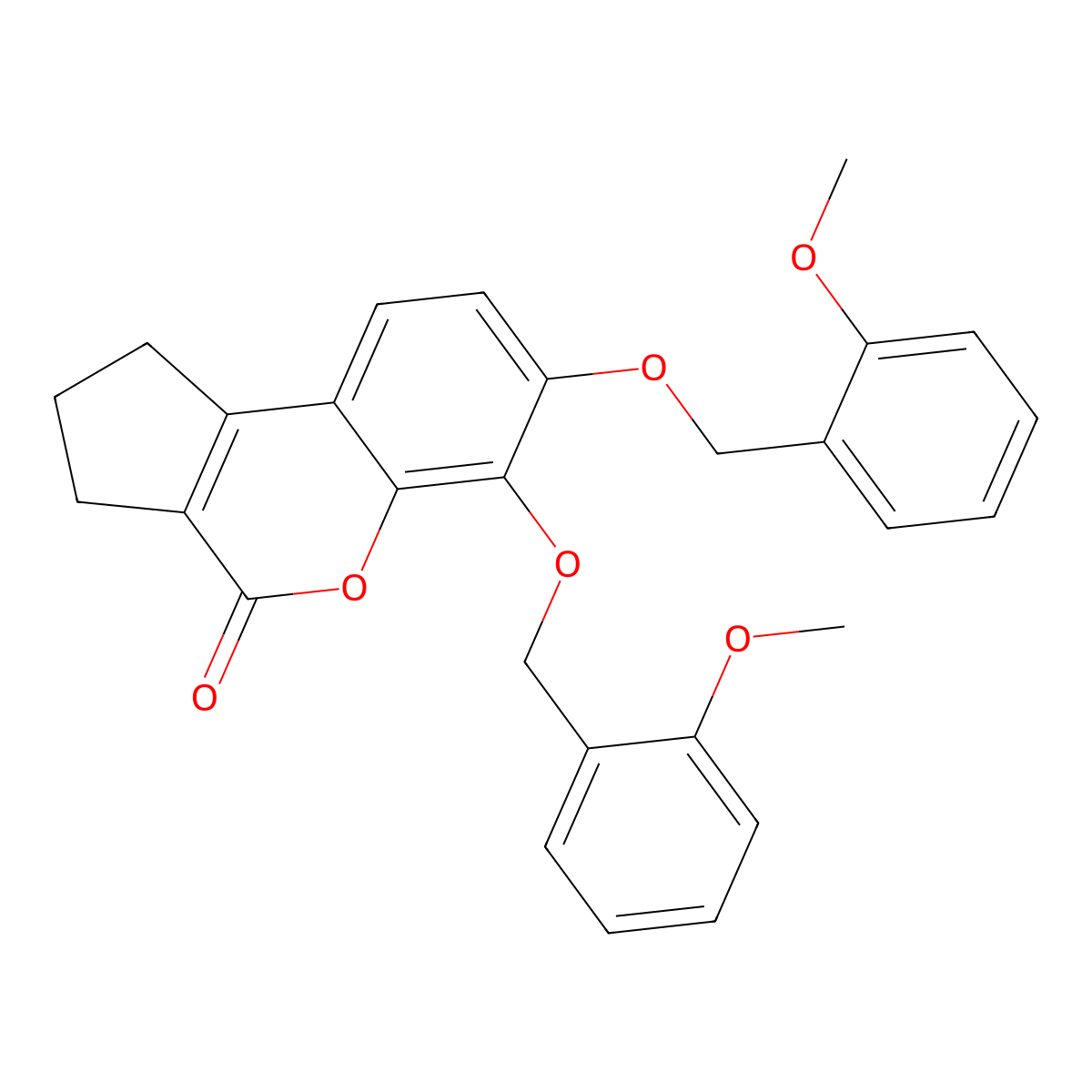 6,7-bis[(2-methoxybenzyl)oxy]-2,3-dihydrocyclopenta[c]chromen-4(1H)-one molecular structure, CAS 670244-50-5