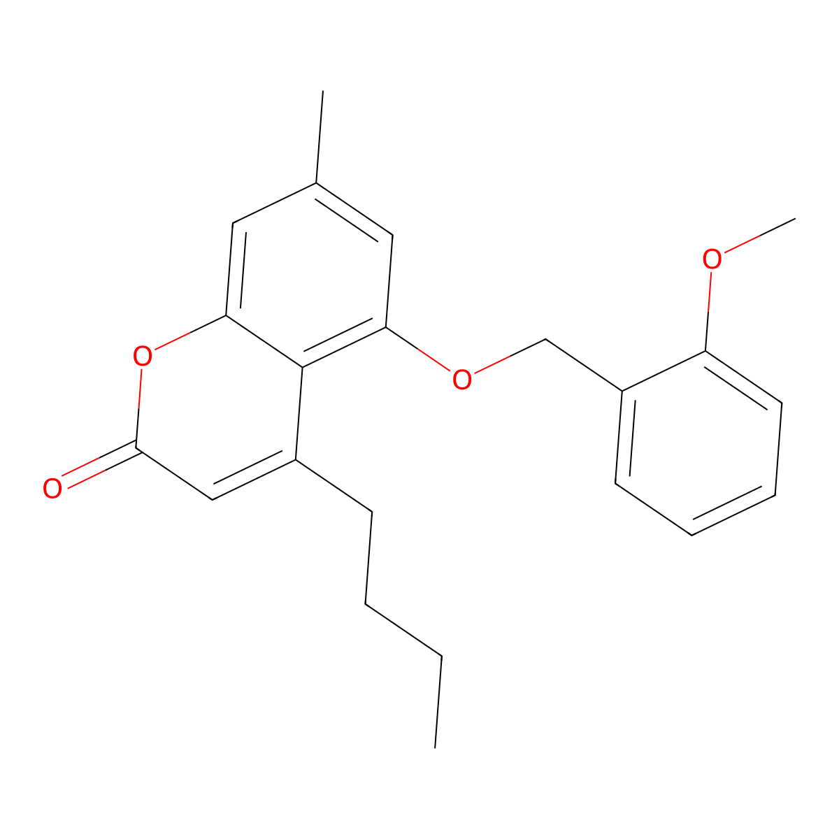 4-butyl-5-[(2-methoxybenzyl)oxy]-7-methyl-2H-chromen-2-one molecular structure, CAS 670244-54-9