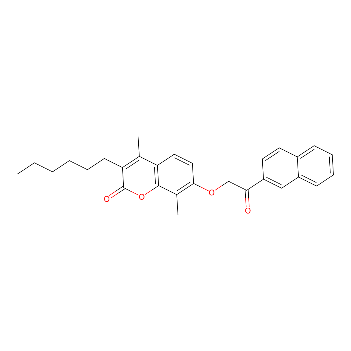 3-hexyl-4,8-dimethyl-7-[2-(2-naphthyl)-2-oxoethoxy]-2H-chromen-2-one molecular structure, CAS 670244-56-1