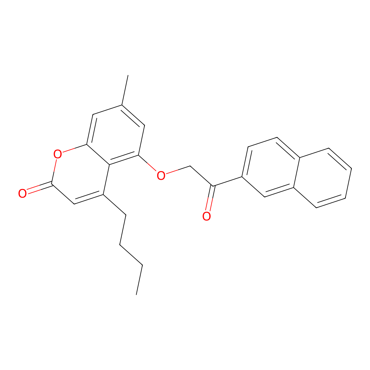 4-butyl-7-methyl-5-[2-(2-naphthyl)-2-oxoethoxy]-2H-chromen-2-one molecular structure, CAS 670244-58-3