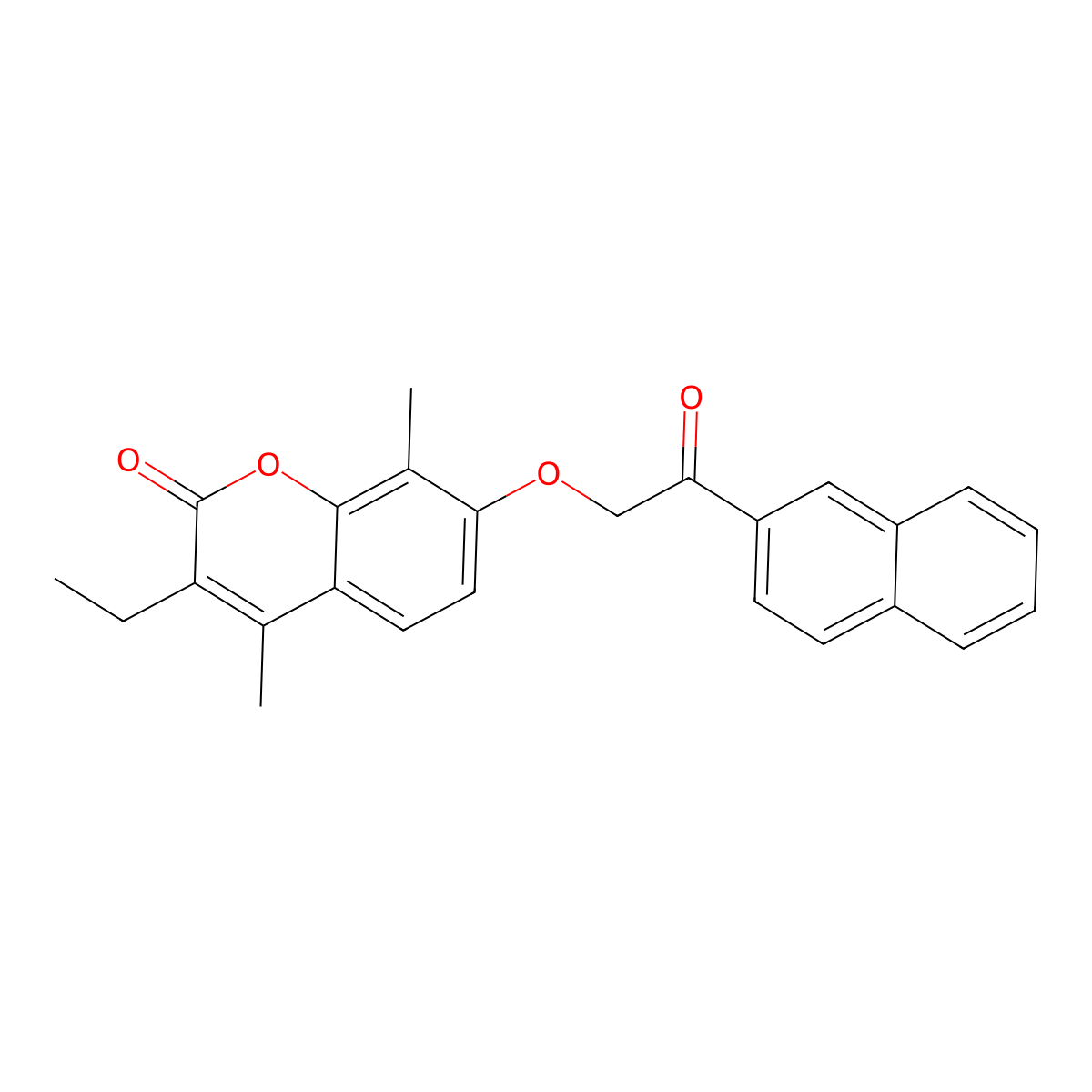 3-ethyl-4,8-dimethyl-7-[2-(2-naphthyl)-2-oxoethoxy]-2H-chromen-2-one molecular structure, CAS 670244-59-4