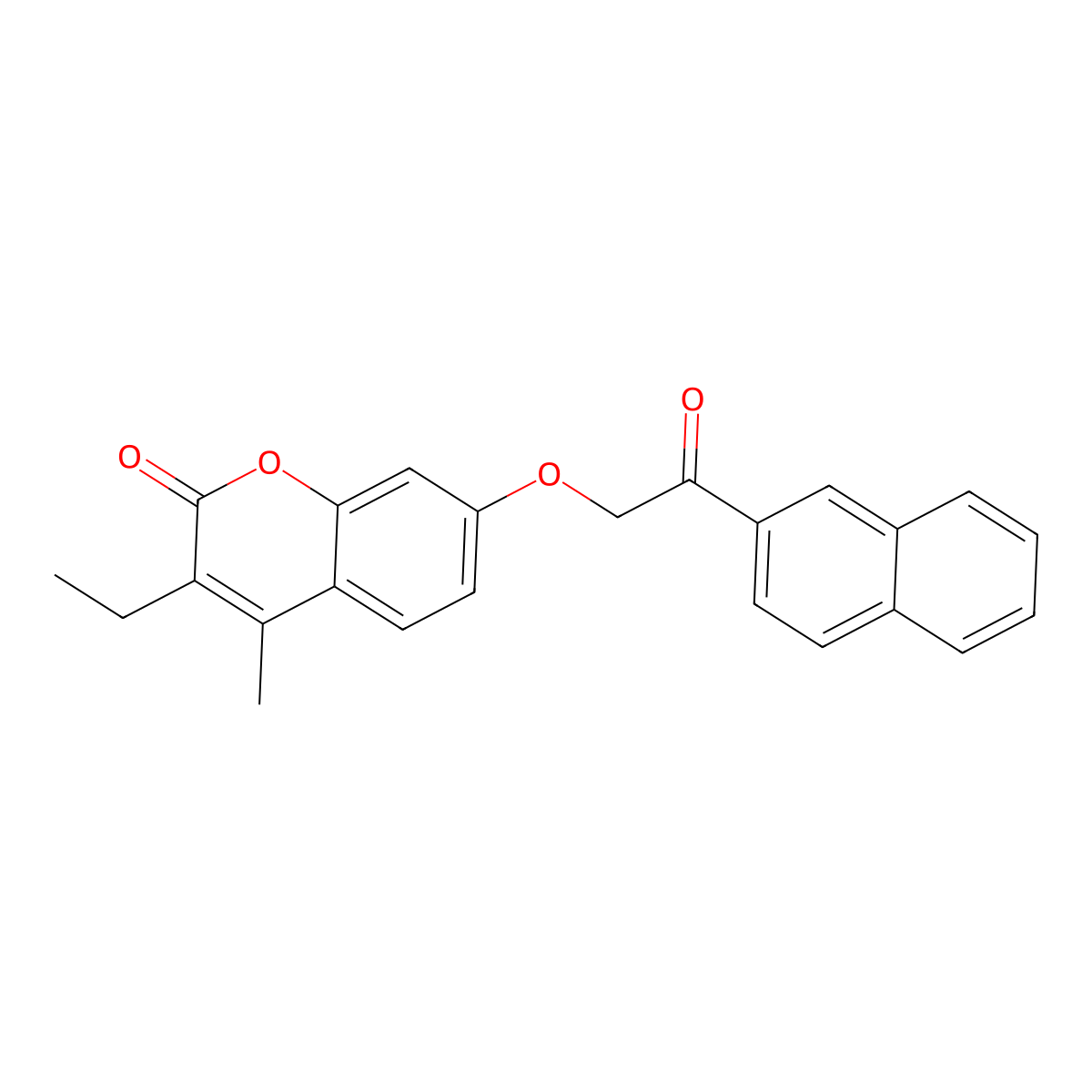 3-ethyl-4-methyl-7-[2-(2-naphthyl)-2-oxoethoxy]-2H-chromen-2-one molecular structure, CAS 670244-60-7