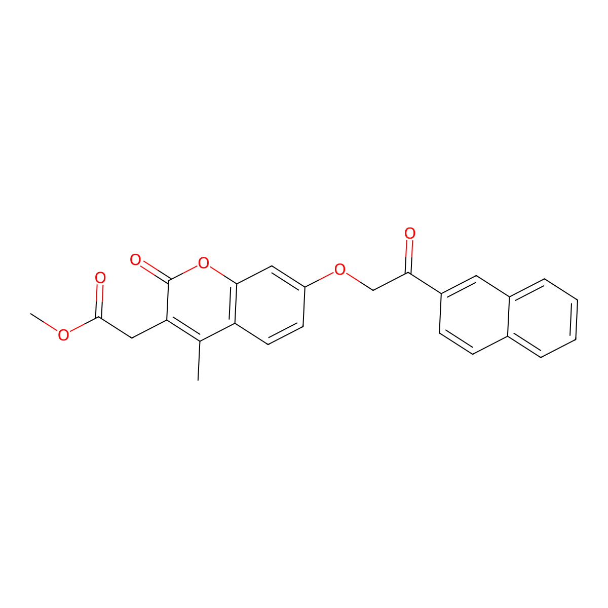 methyl {4-methyl-7-[2-(naphthalen-2-yl)-2-oxoethoxy]-2-oxo-2H-chromen-3-yl}acetate molecular structure, CAS 670244-62-9