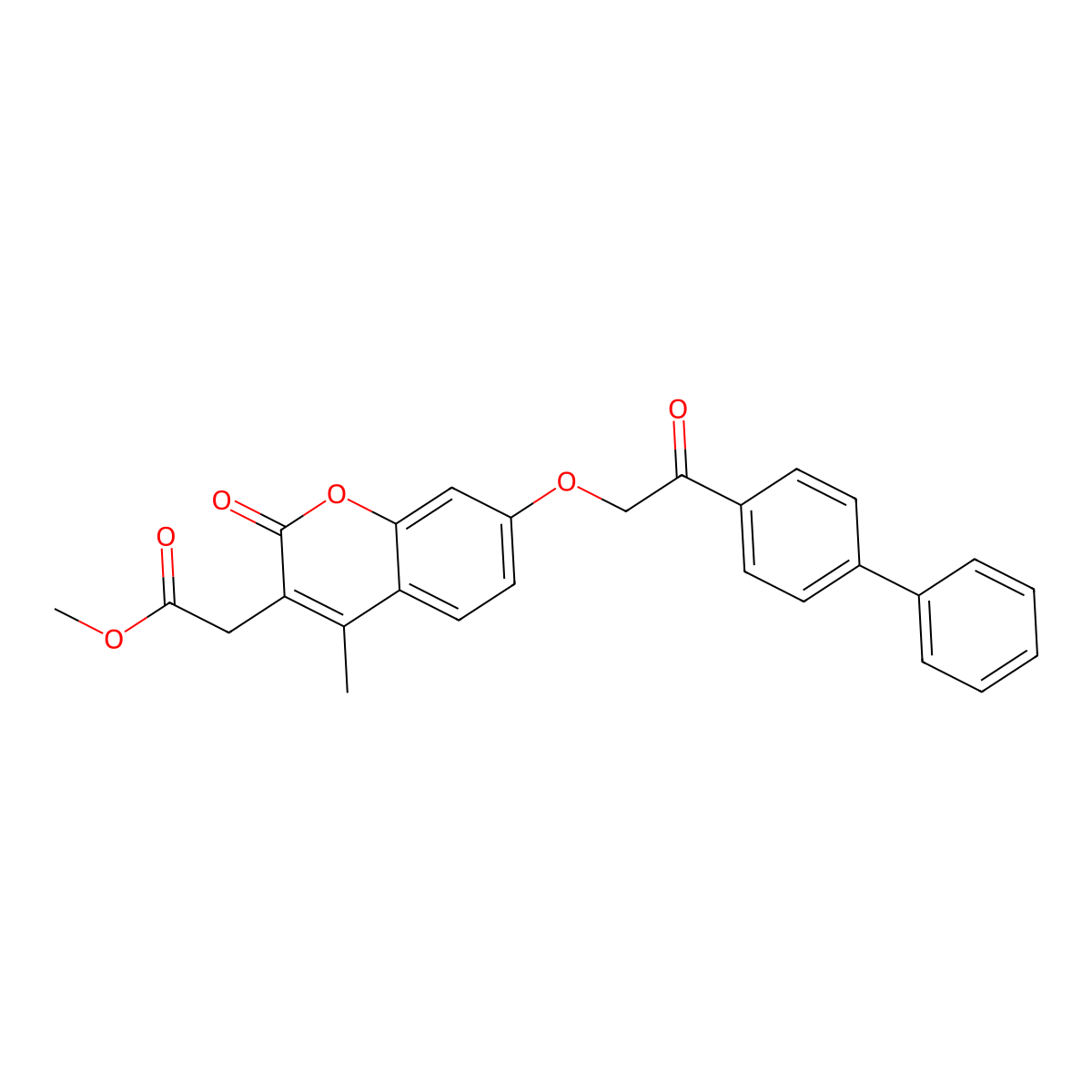 methyl {7-[2-(biphenyl-4-yl)-2-oxoethoxy]-4-methyl-2-oxo-2H-chromen-3-yl}acetate molecular structure, CAS 670244-63-0