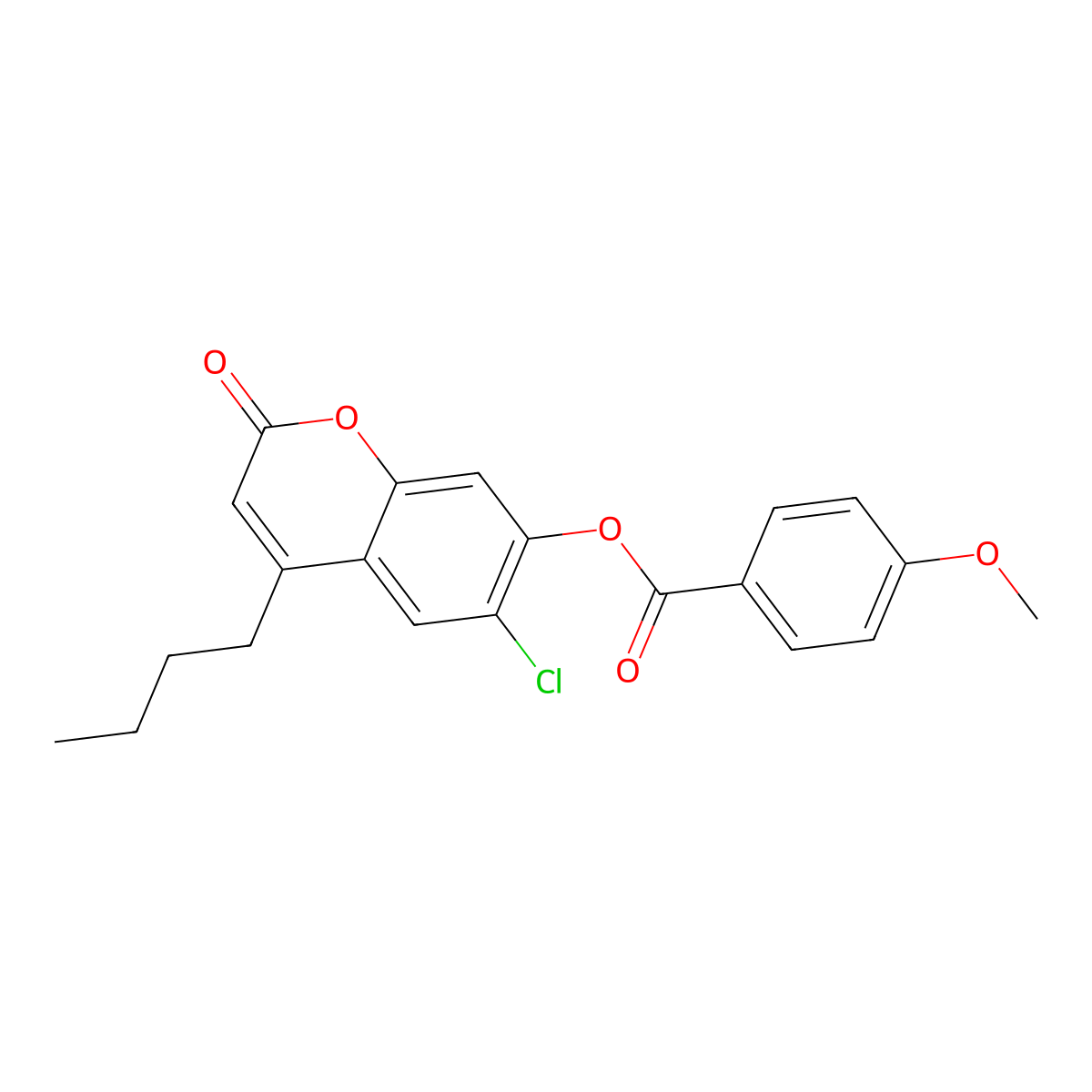 4-butyl-6-chloro-2-oxo-2H-chromen-7-yl 4-methoxybenzoate molecular structure, CAS 670244-65-2